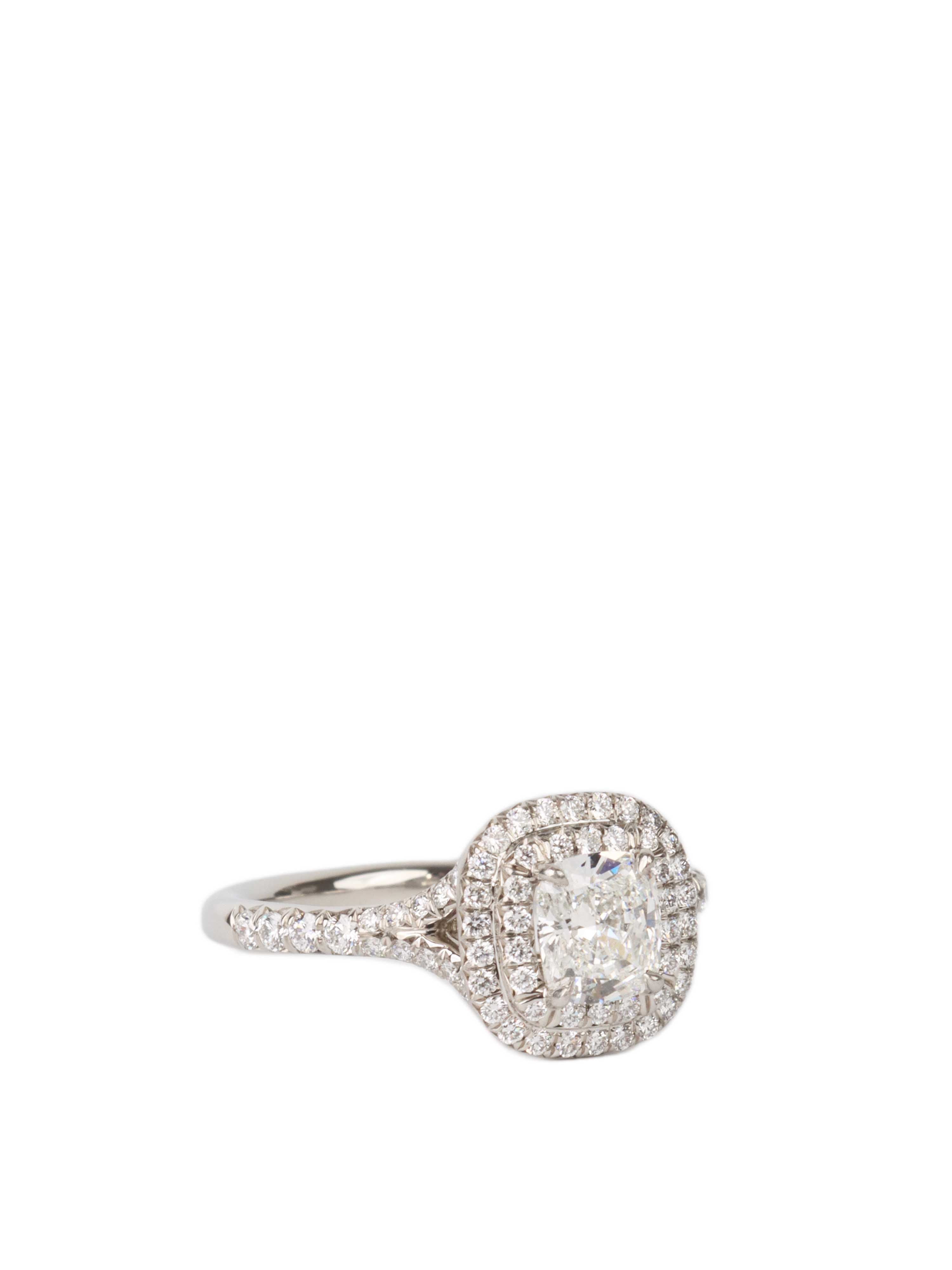 Tiffany 
Co 0.7ct Cushion Shape Diamond Ring.