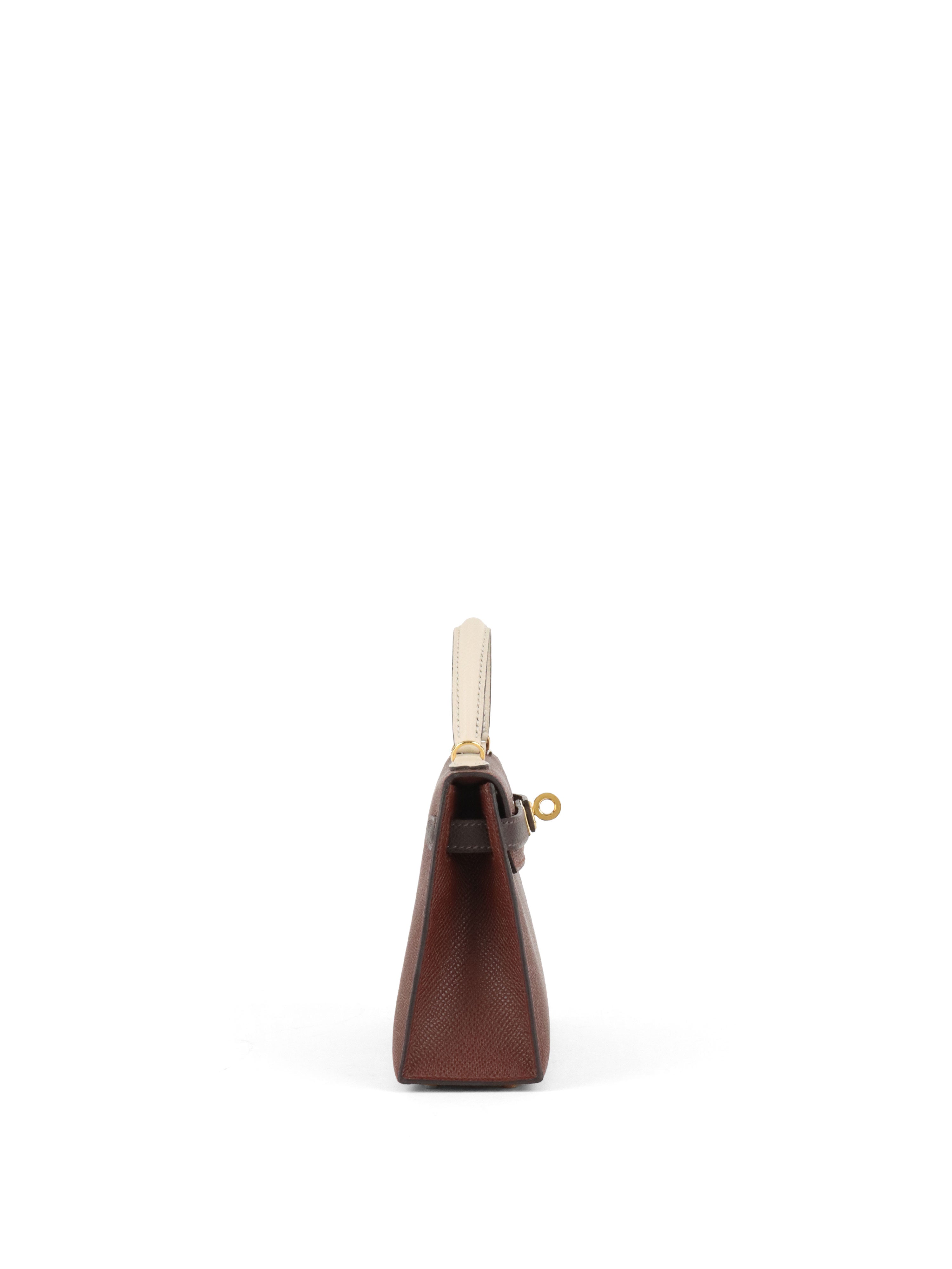 Hermes Mini Kelly Tricolour Terre/Ebene/Craie Stamp K
