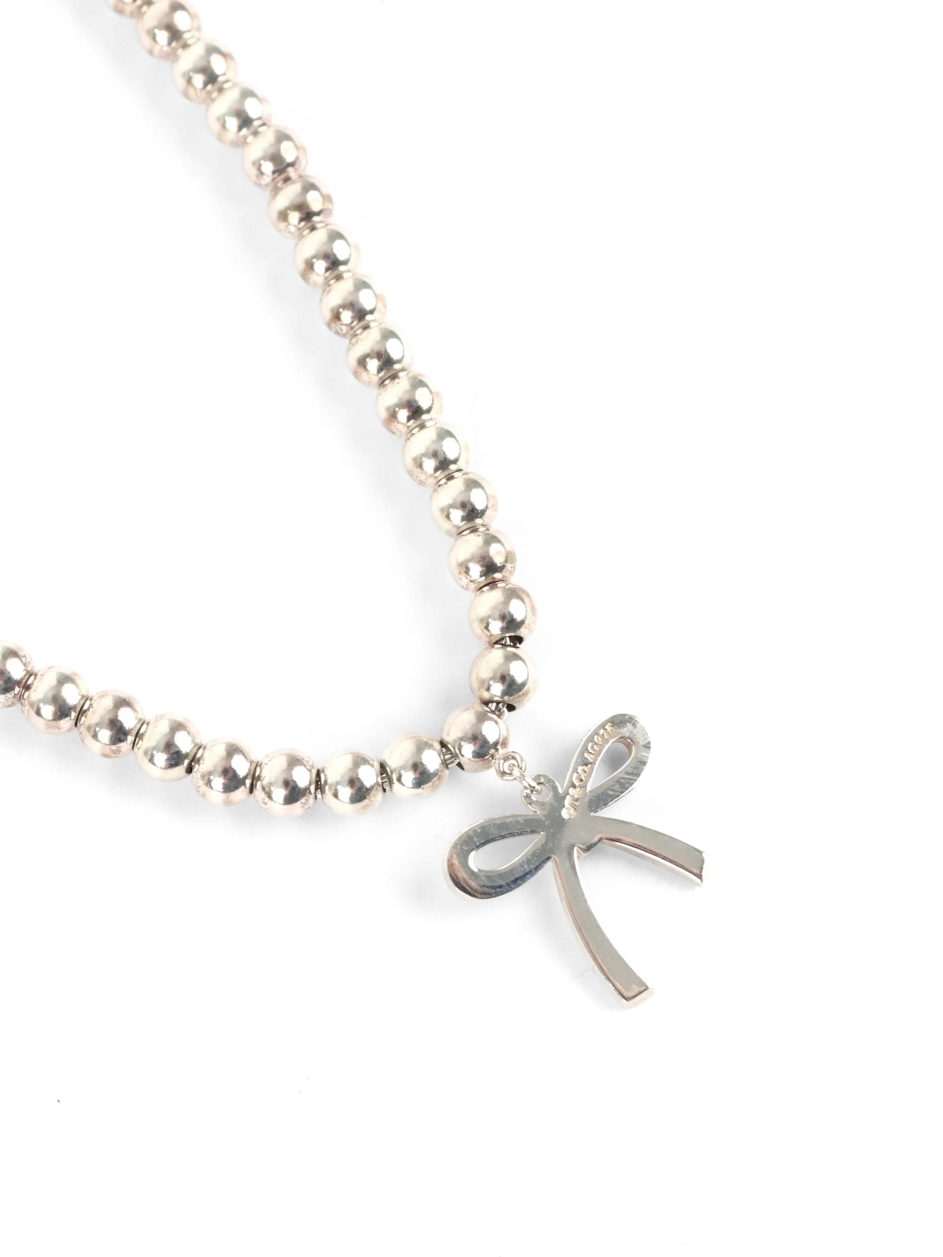 Tiffany  Co Bow Charm Bead Bracelet