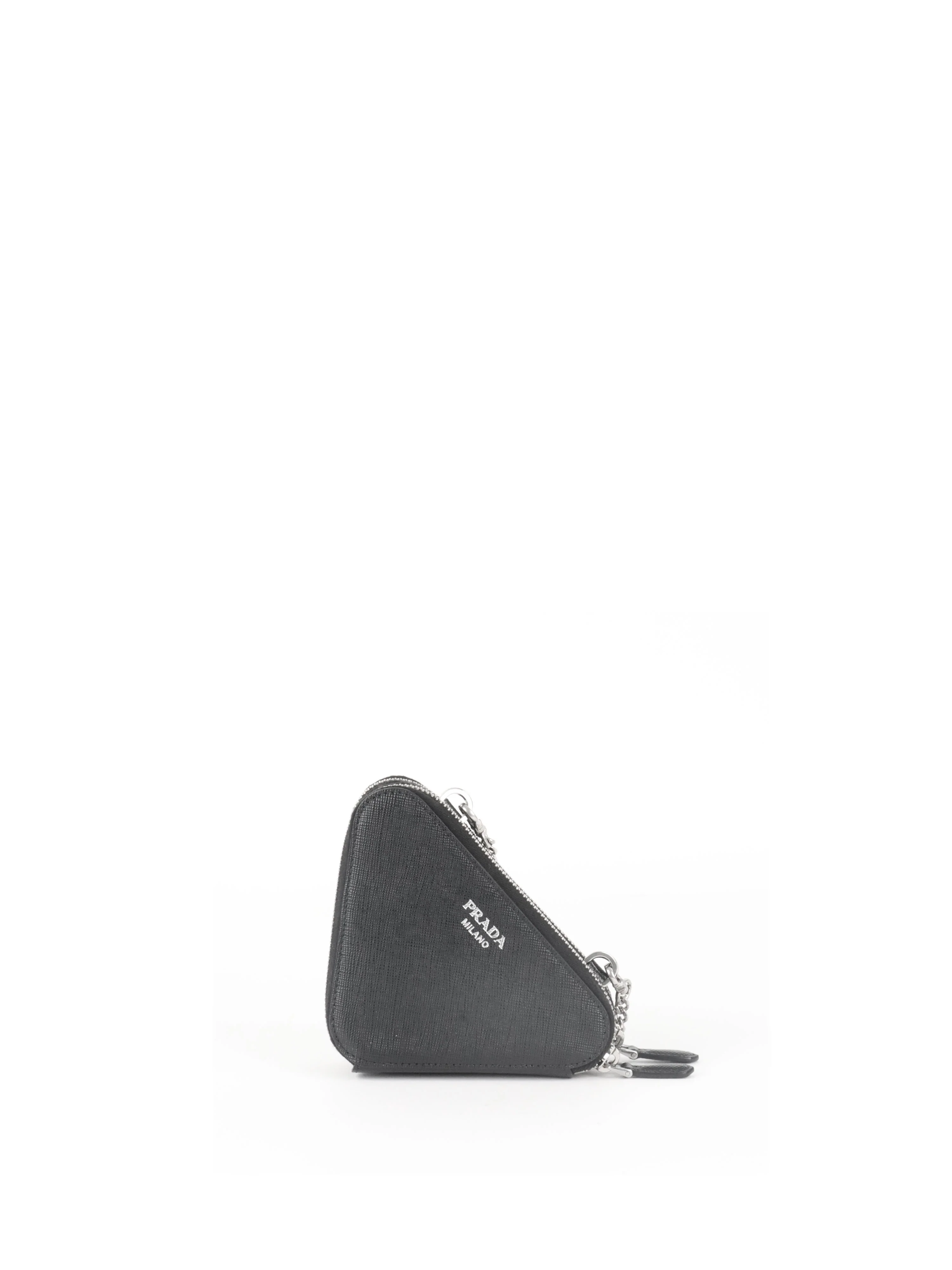 Prada Saffiano Triangle Mini Pouch Bag.
