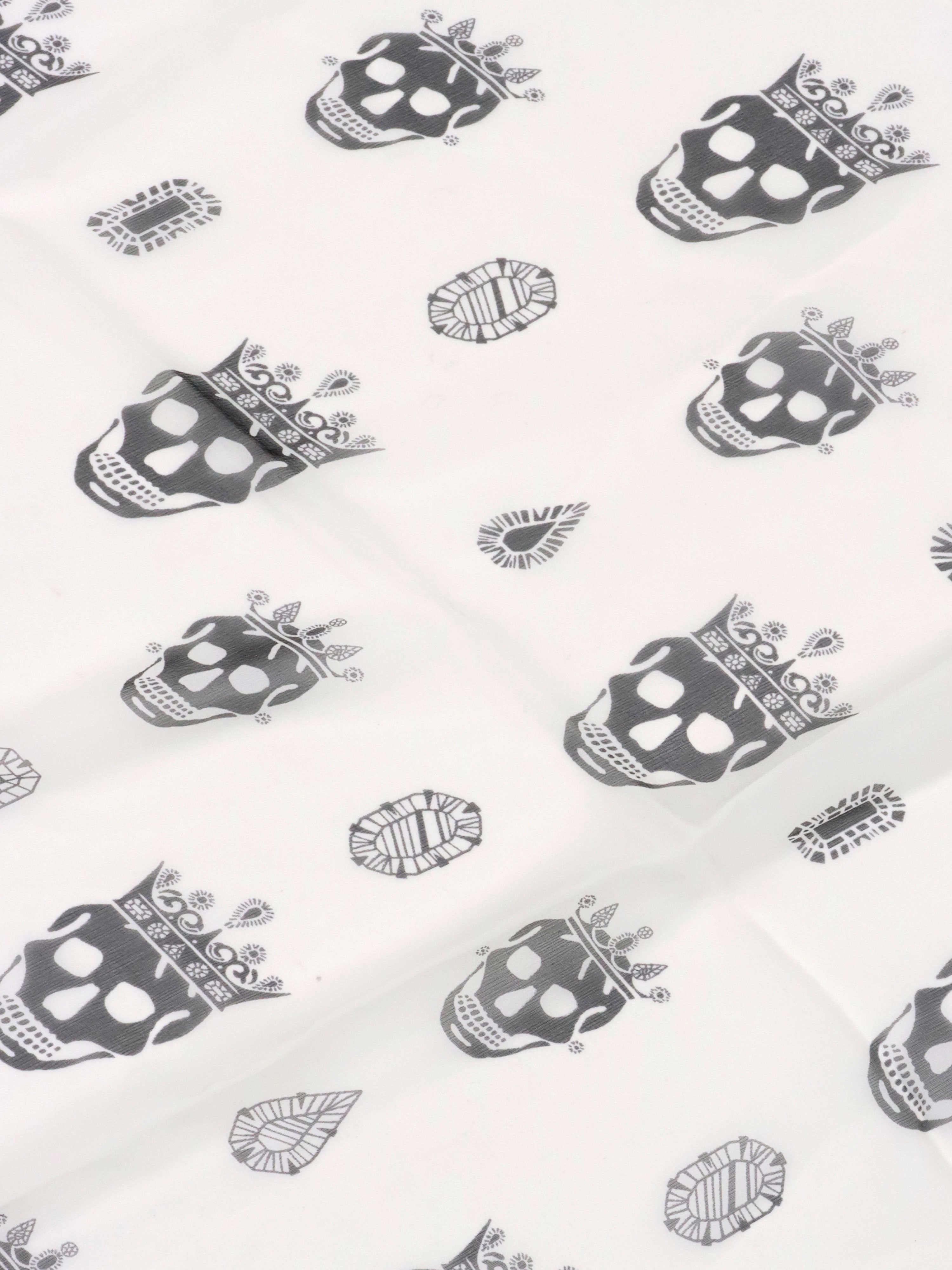 Alexander McQueen Multi Skulls Black and White Silk Scarf