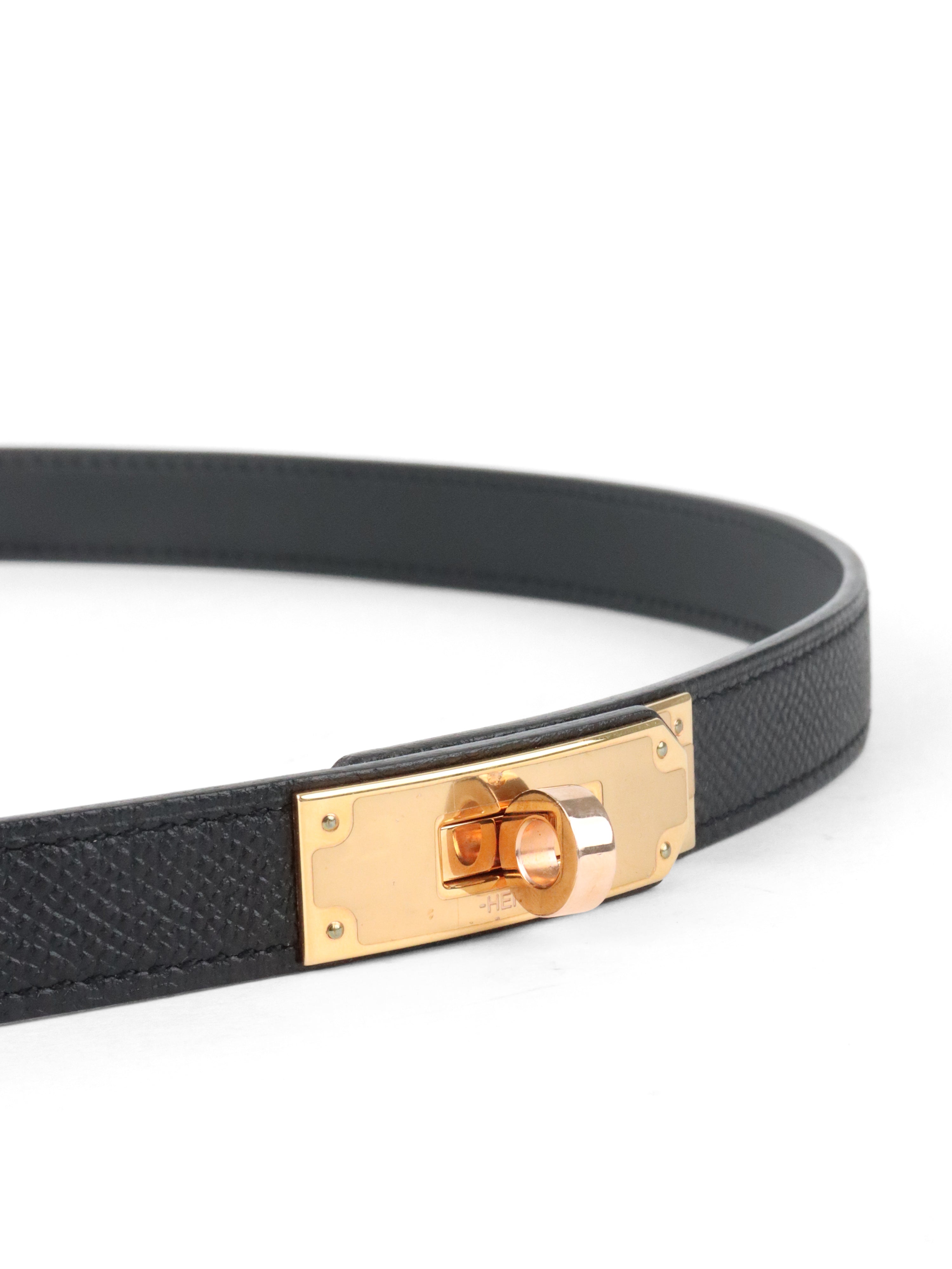 Hermes Noir Kelly 18 Belt with Rose Gold Hardware