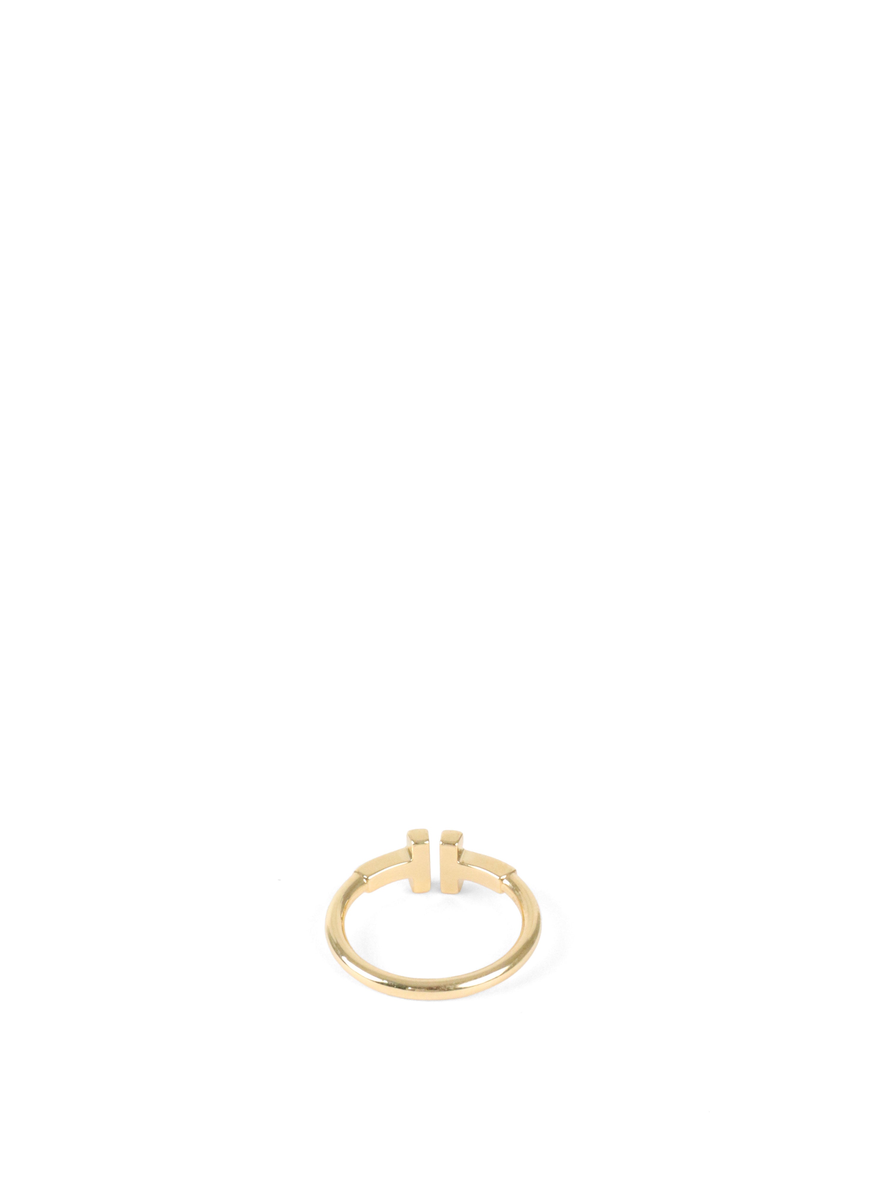 Tiffany  Co Yellow Gold T Wire Ring size 5