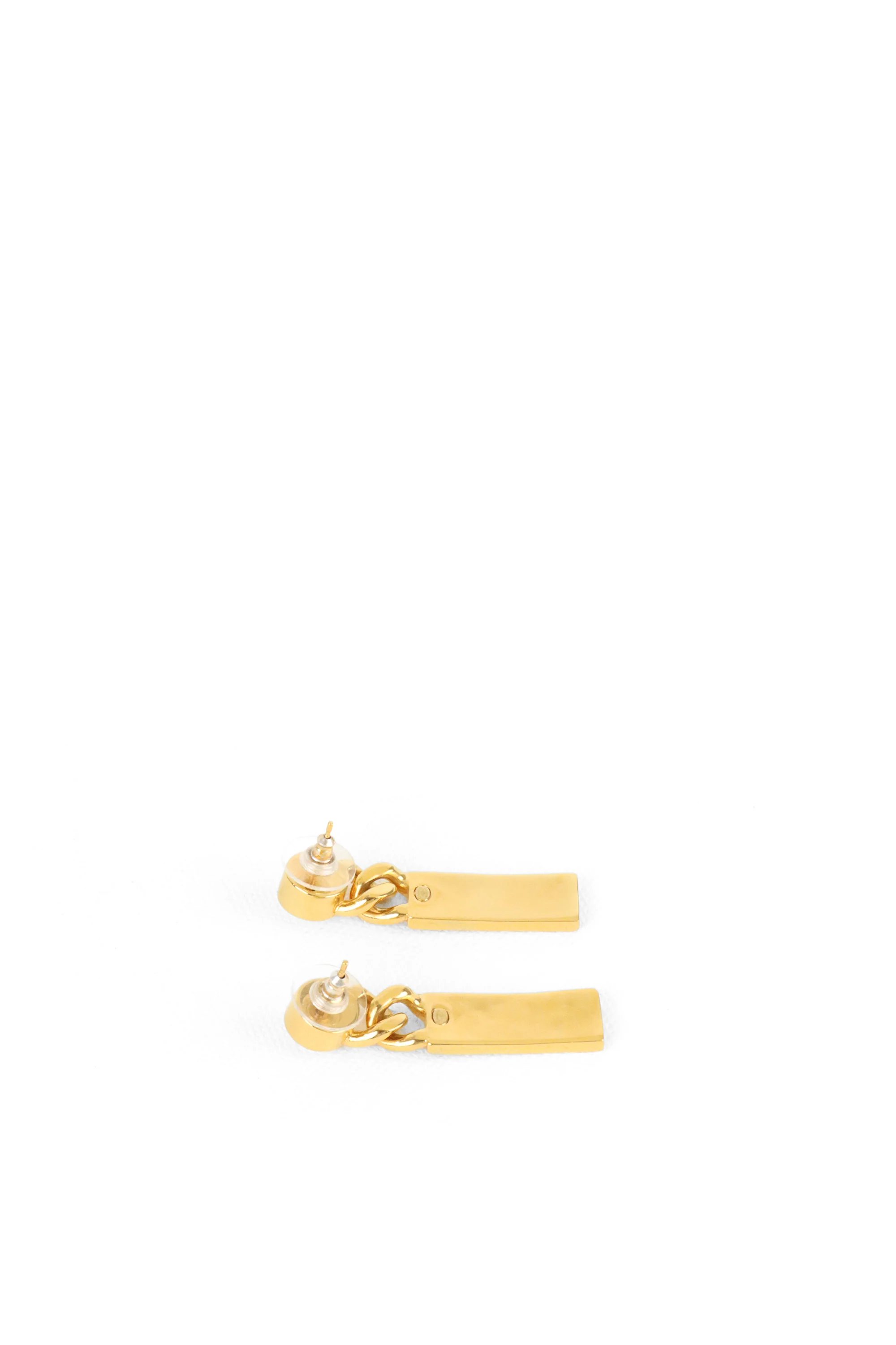 Chanel Strass Logo Tag Drop Earring