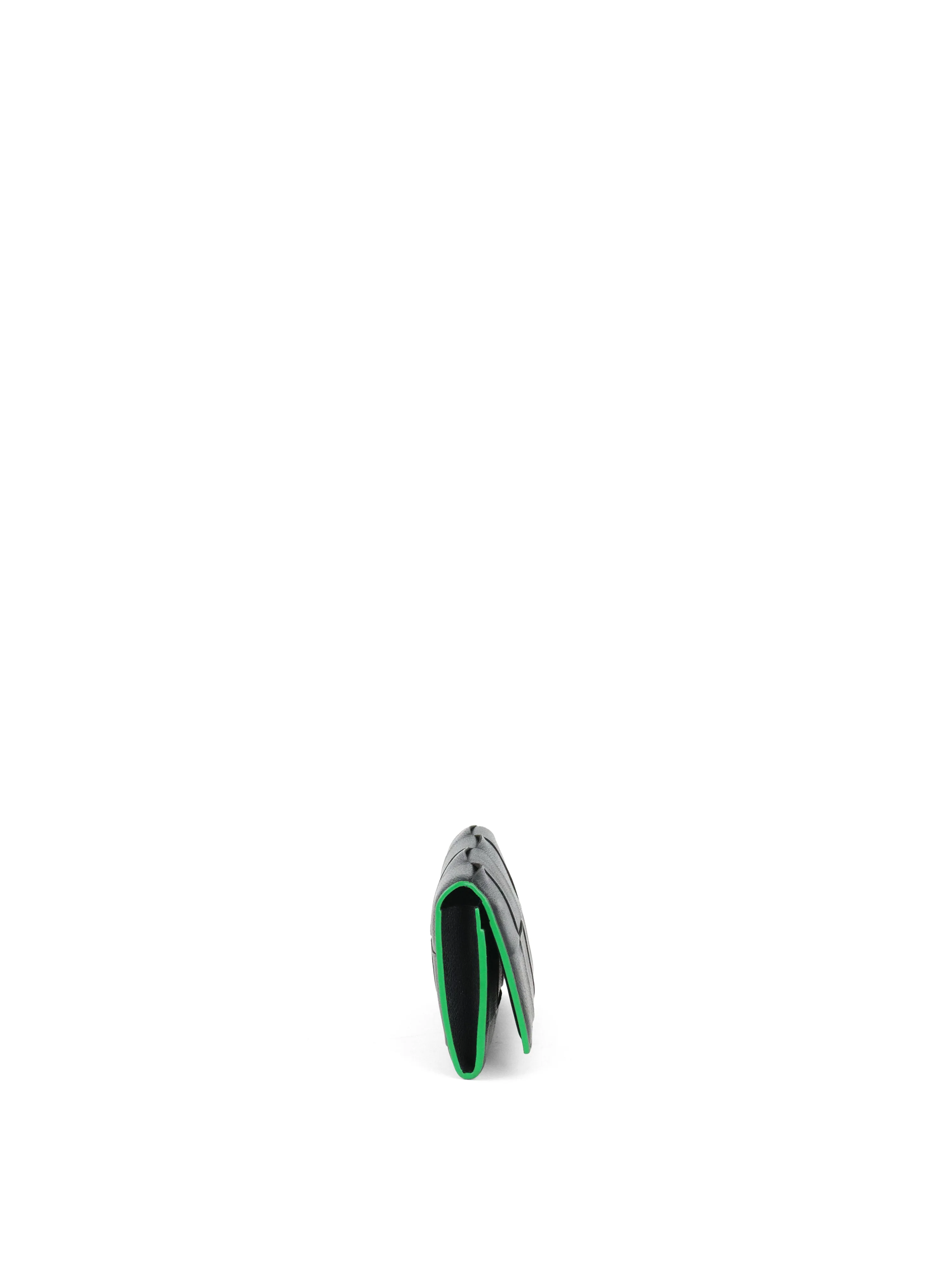 Bottega Veneta Black  Green Long Flap Cassette Wallet
