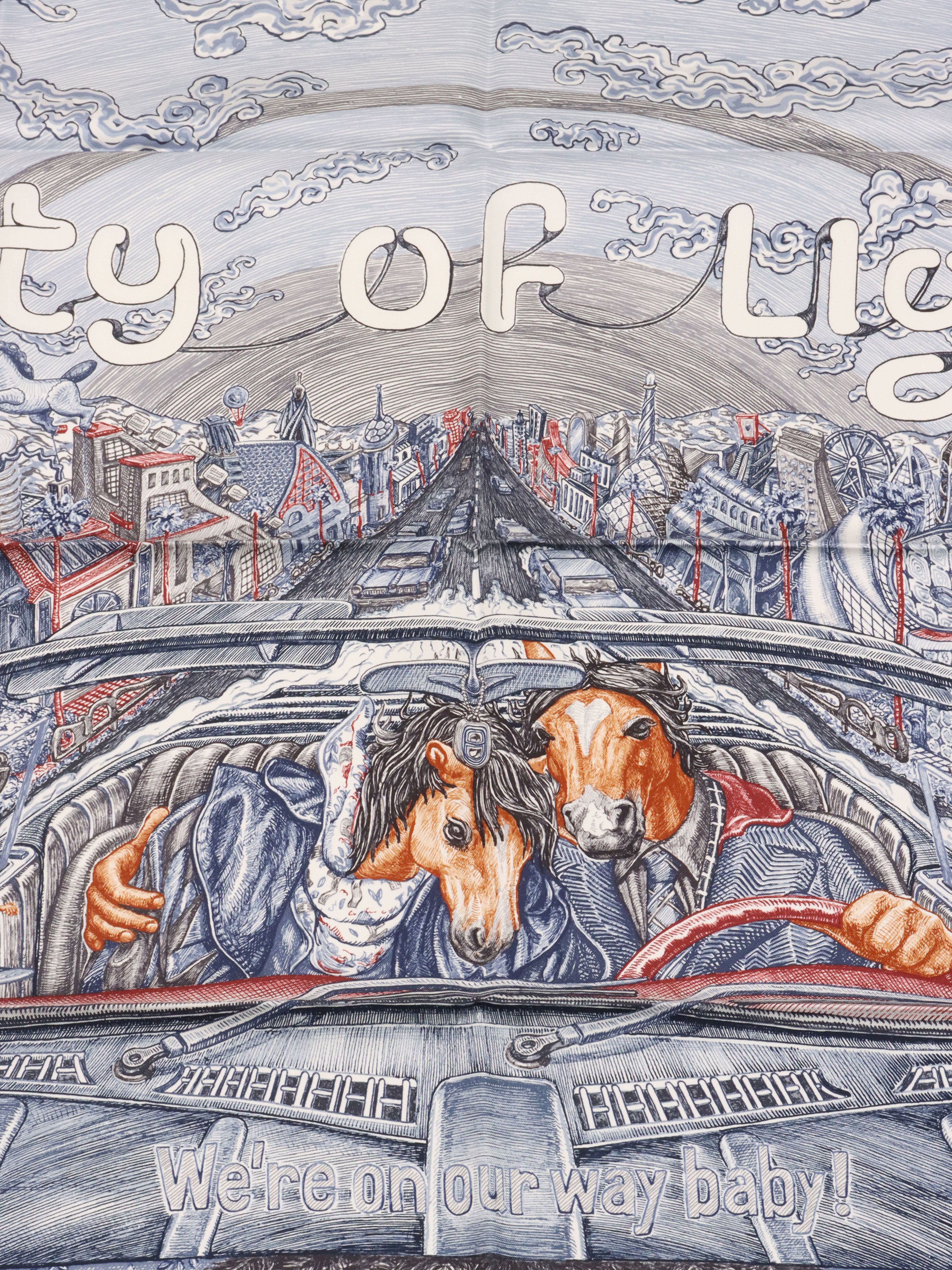 Hermes Ardoise  Blanc City of Light Scarf