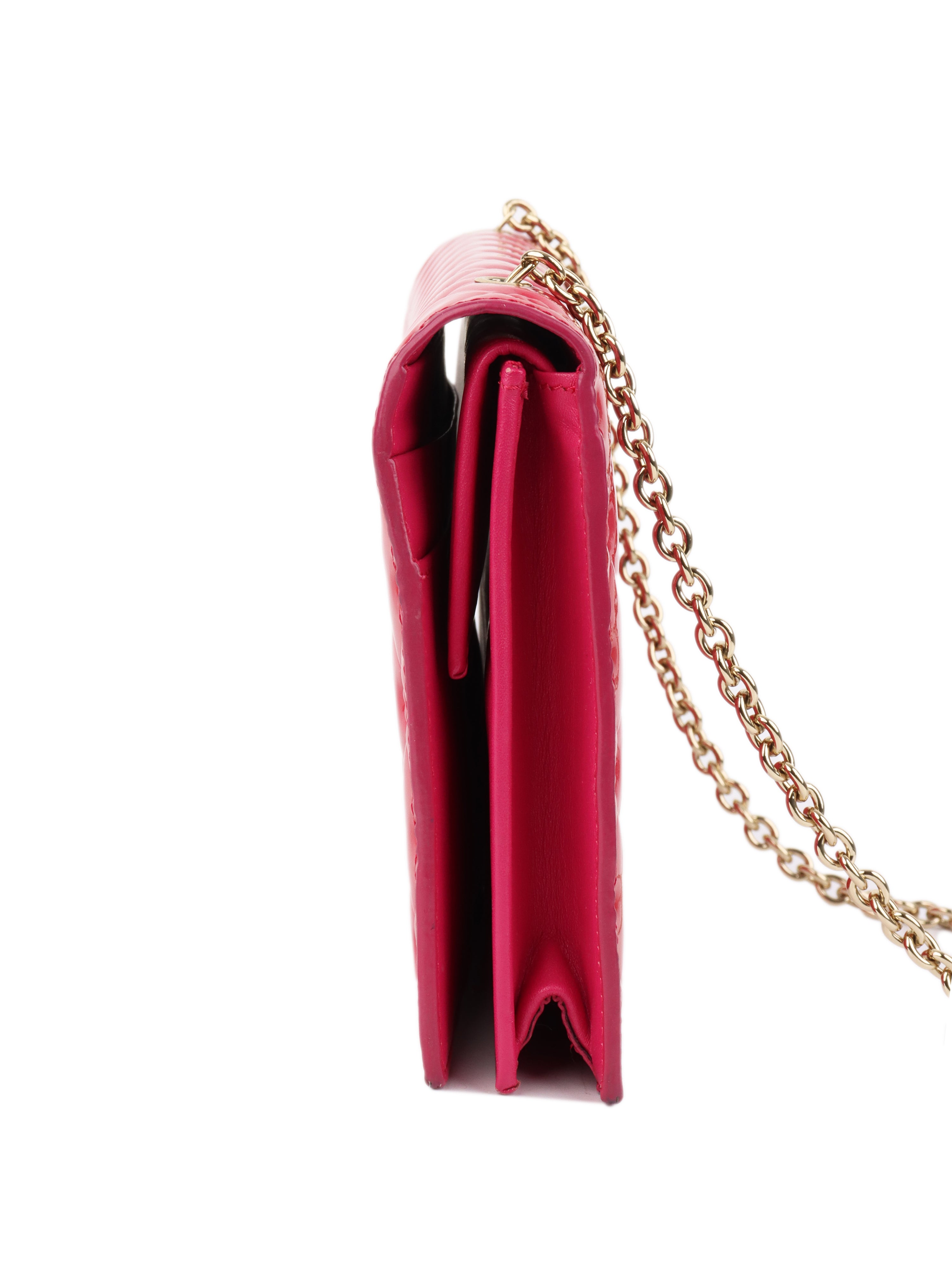 Fendi Pink Patent Wallet on Chain.