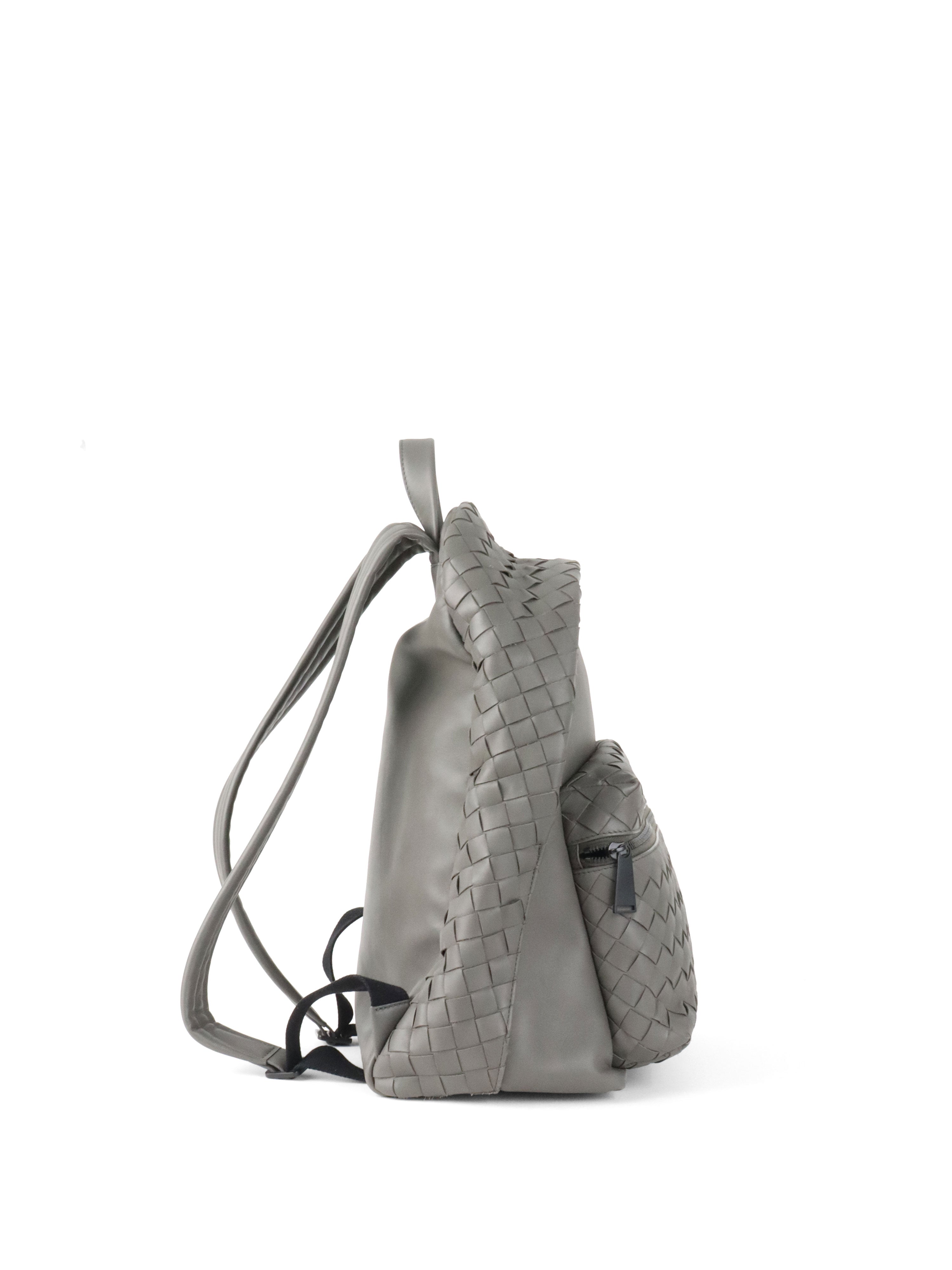 Bottega Veneta Grey Intrecciato Leather Backpack