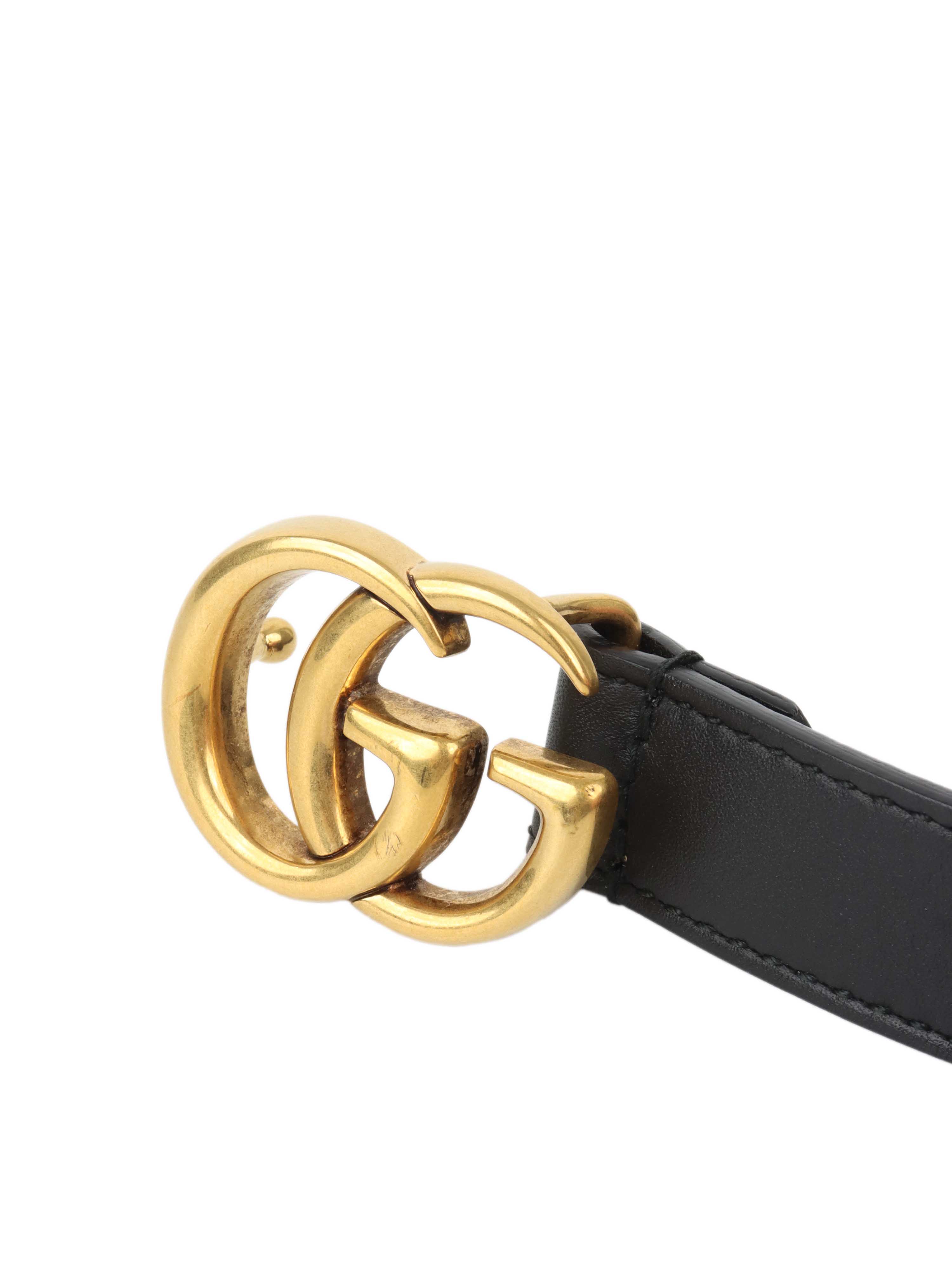 Gucci Black GG Marmont Leather Belt.