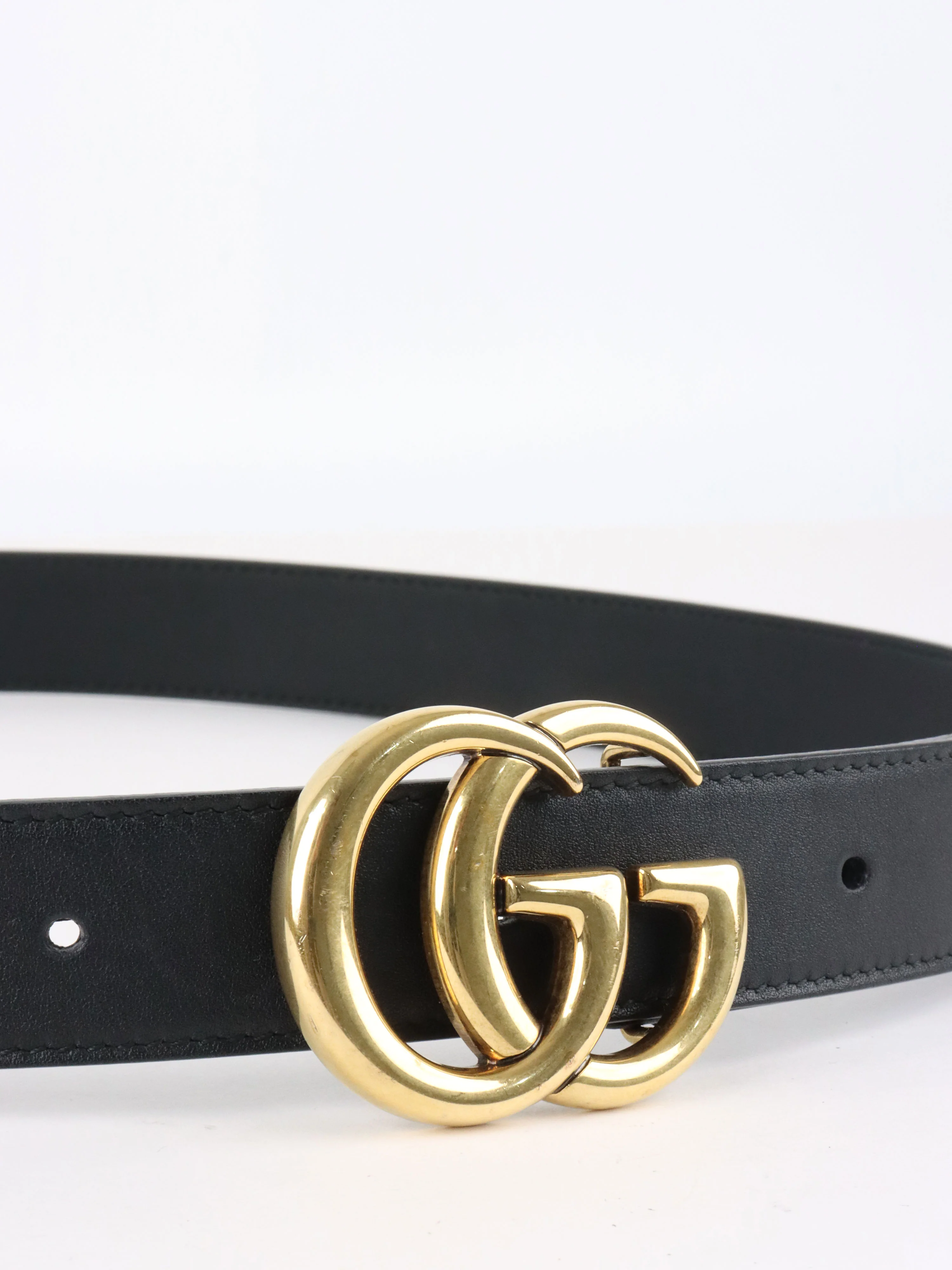 Gucci Black GG Marmont Belt GHW