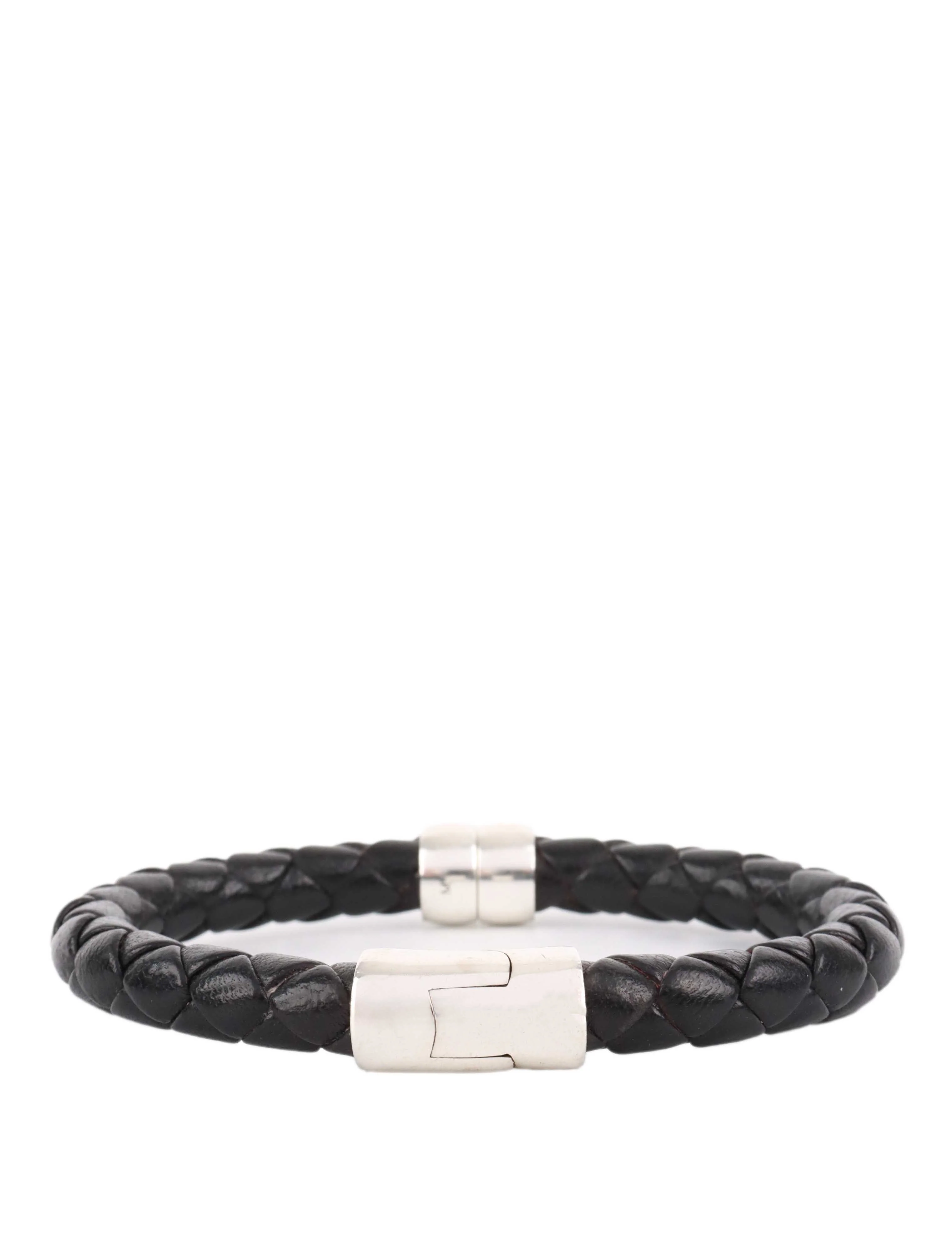 Bottega Veneta Black Knot Leather Bracelet.