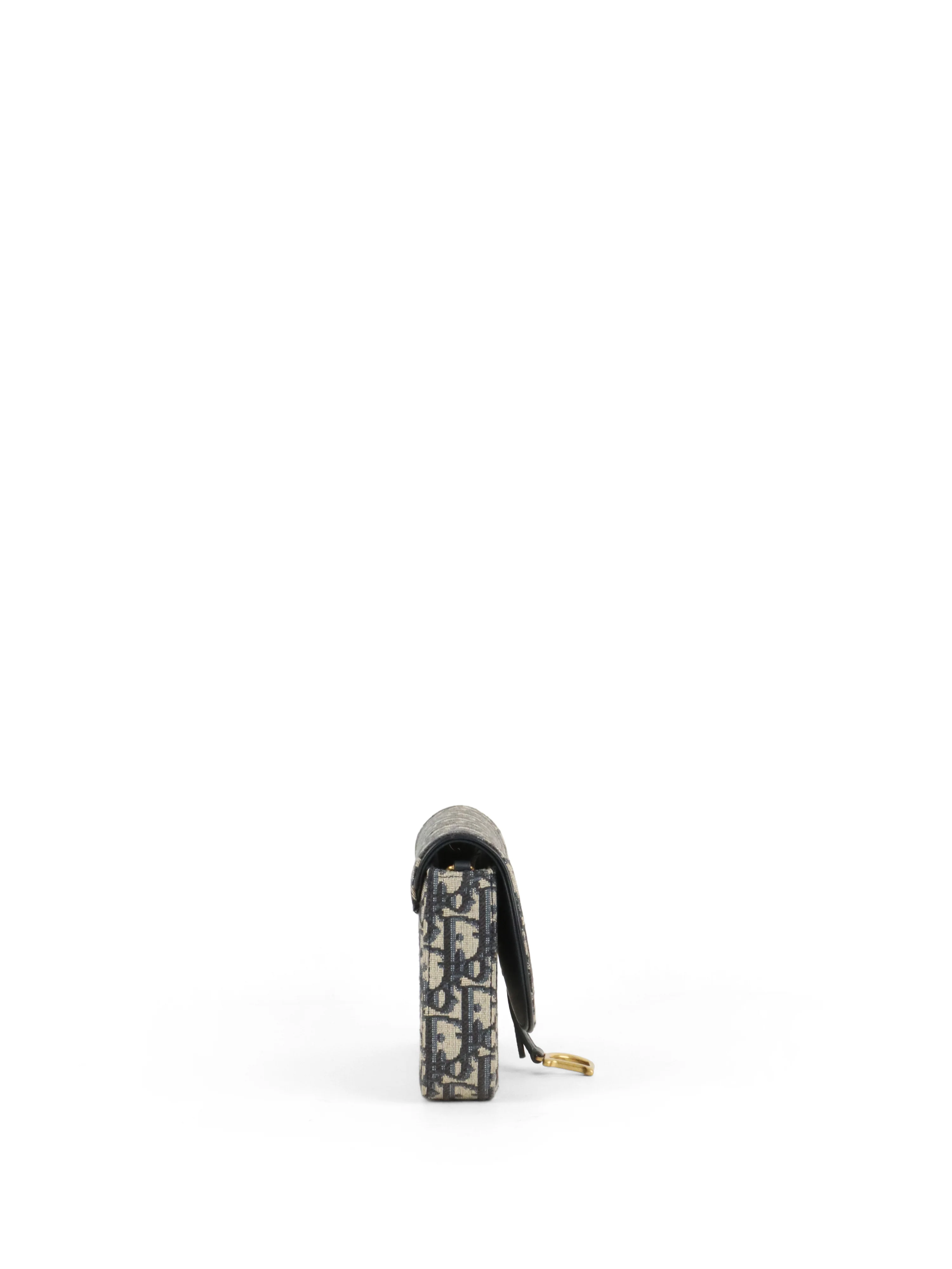 Dior Blue Oblique Jacquard Medium Saddle Pouch with Chain