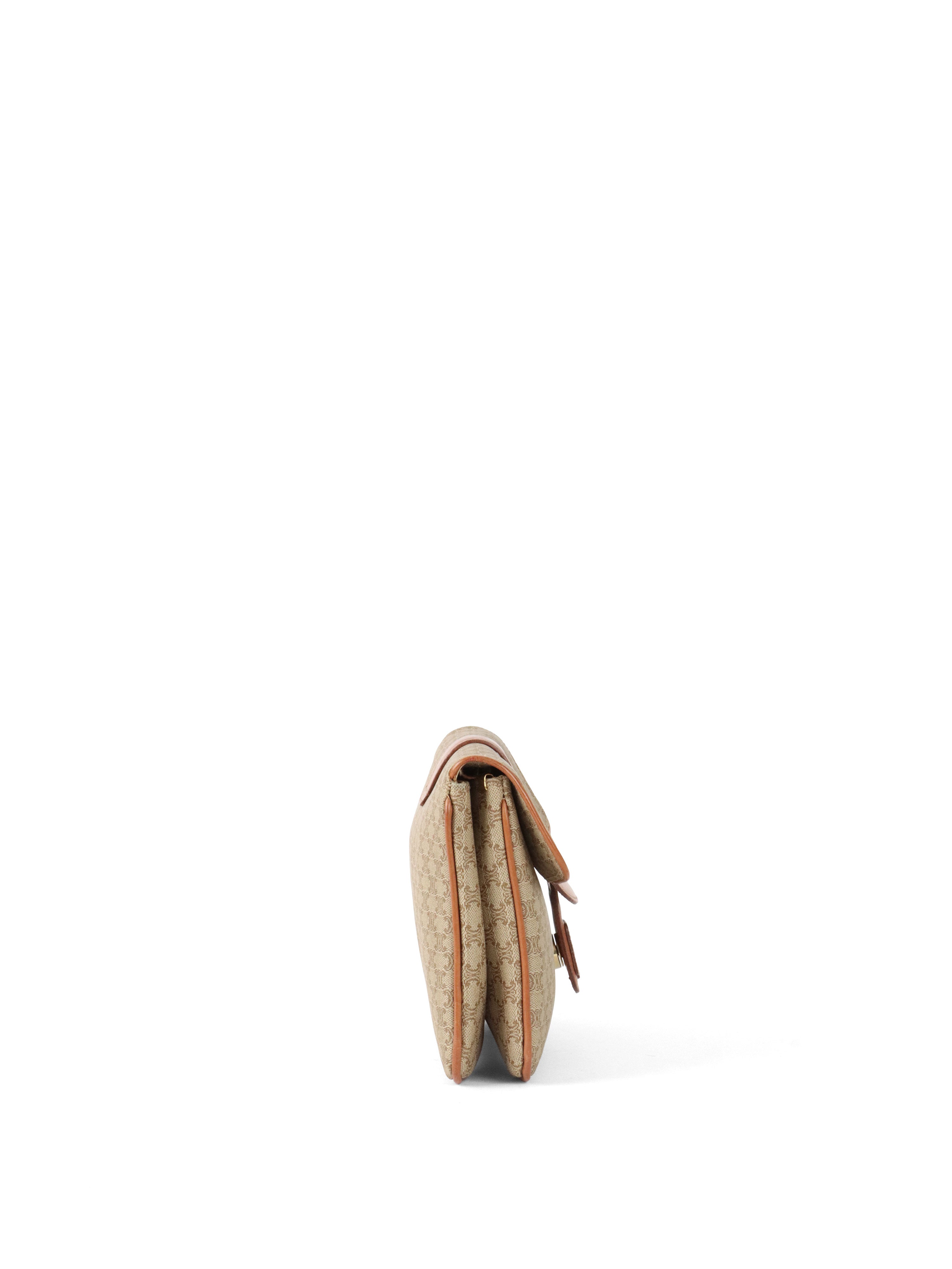 Celine Vintage Macadam Pattern Coated Canvas Clutch Bag