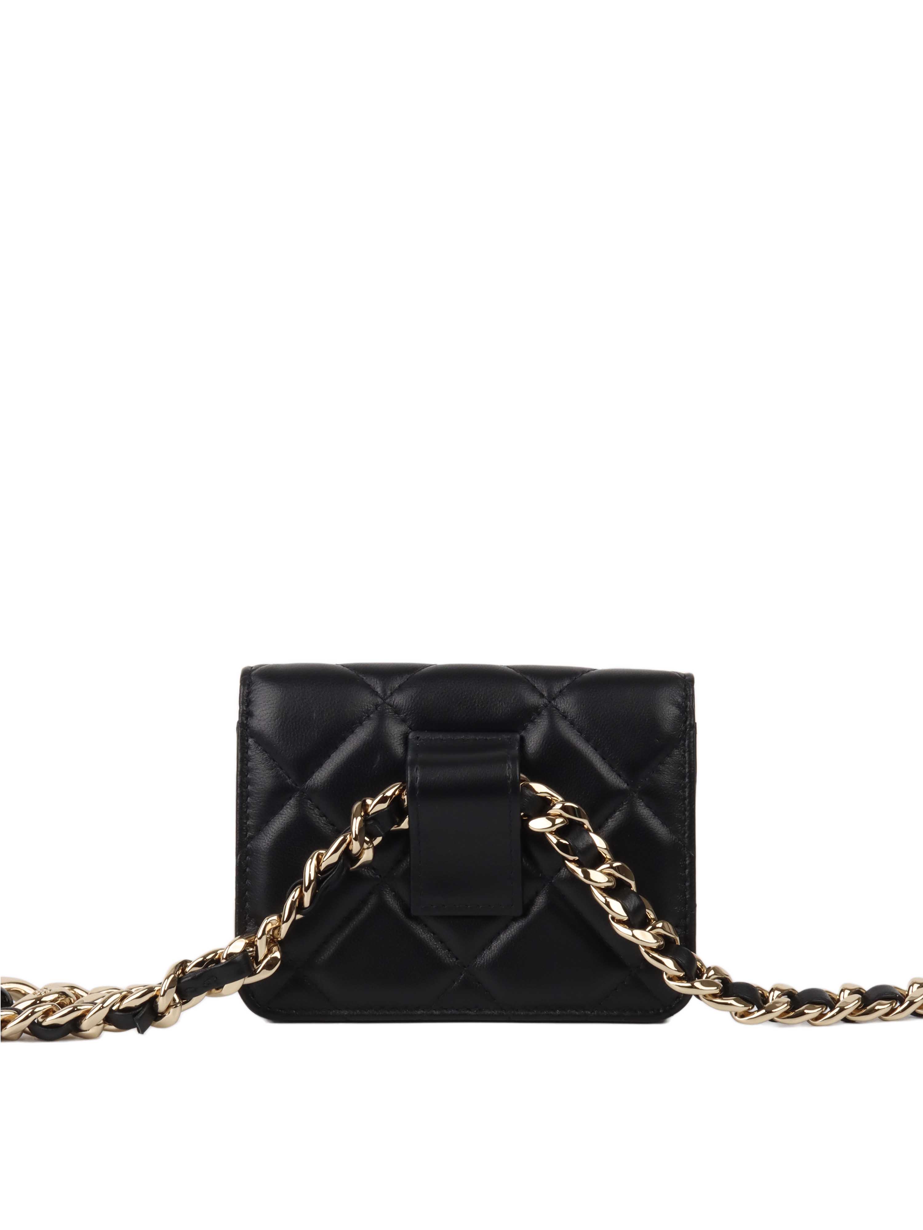 Chanel Black Lambskin Chain Belt Bag LGHW.