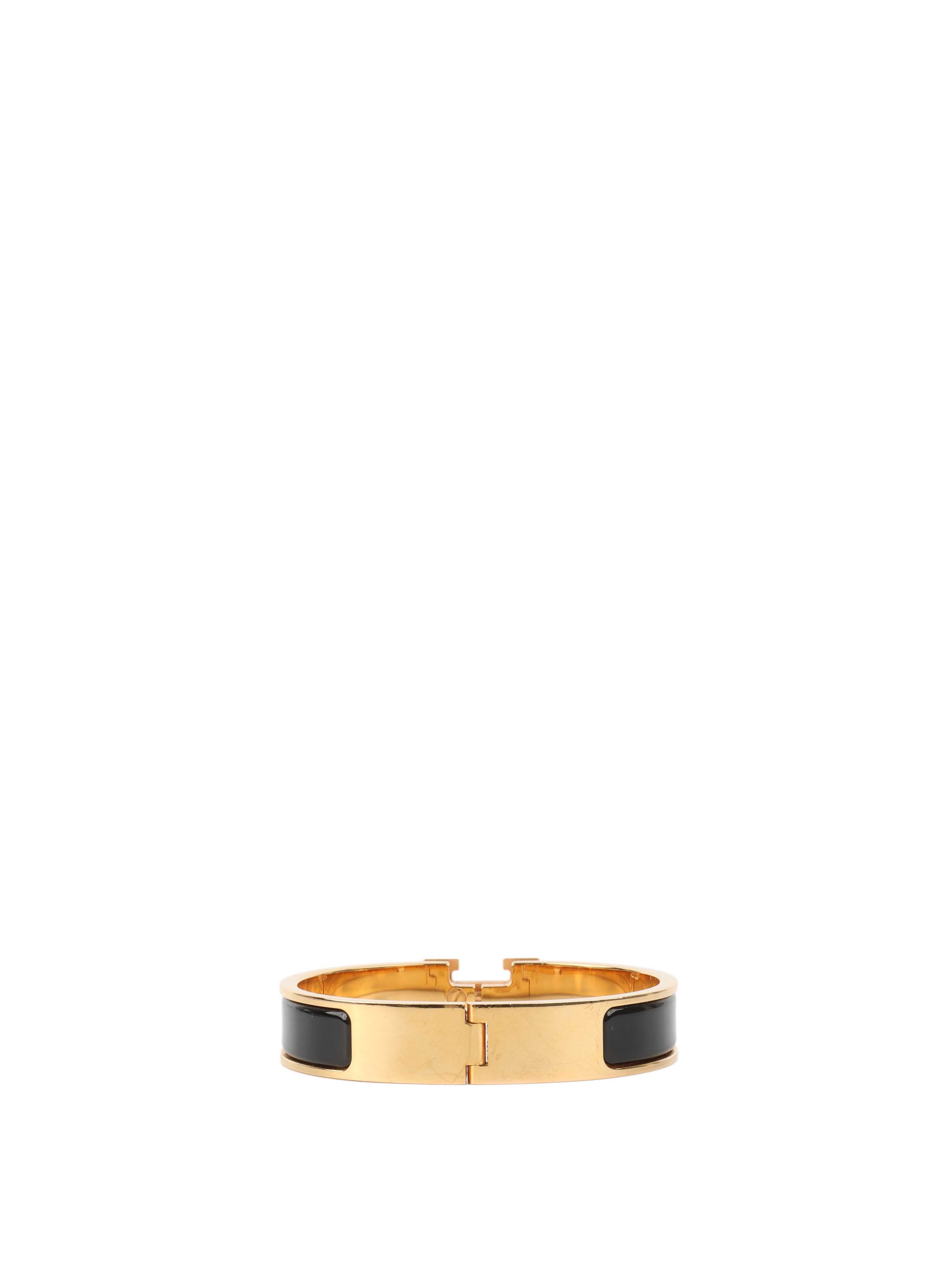 Hermes Black Clic H Bracelet in Gold