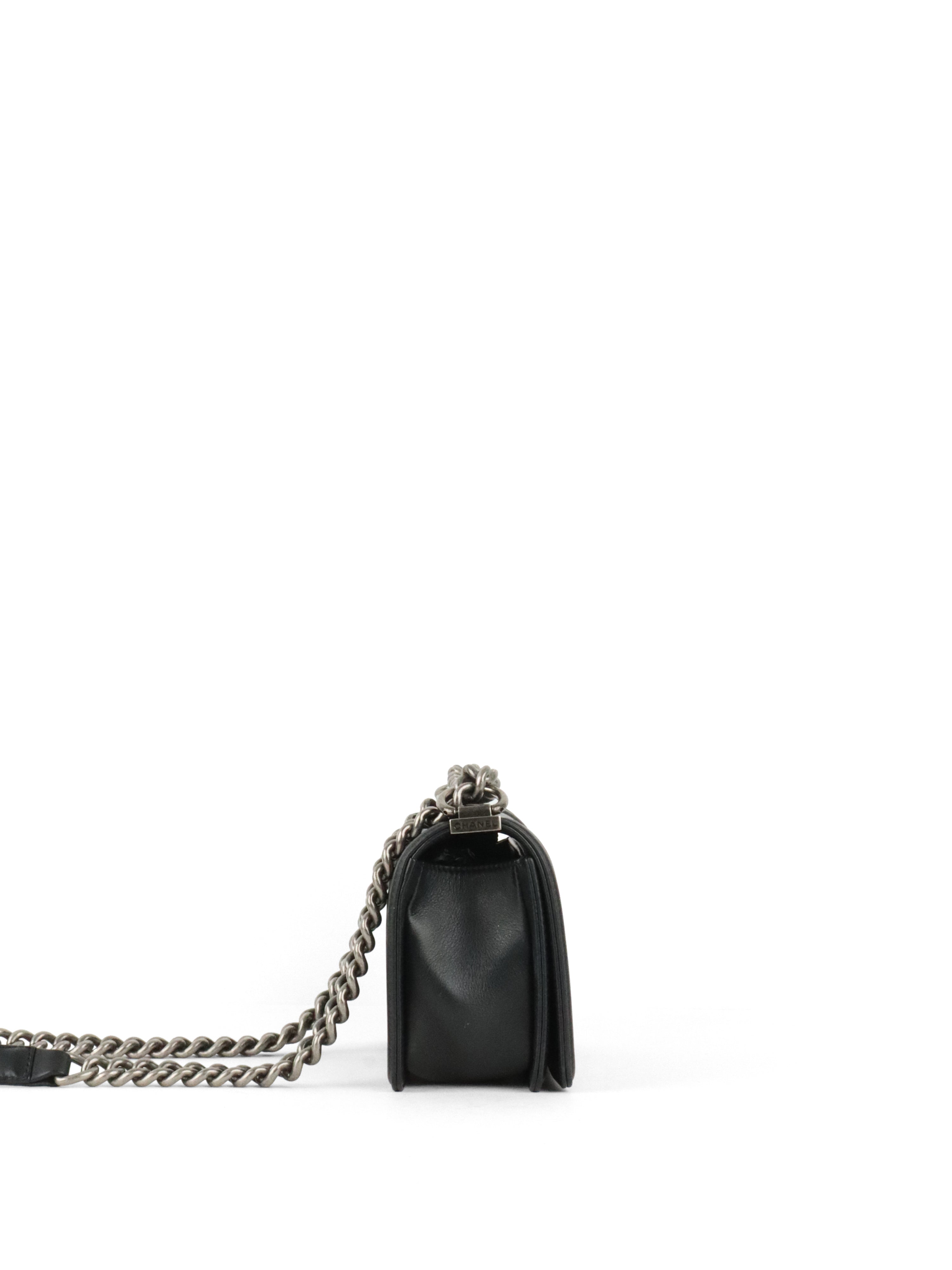 Chanel Black Caviar Boy Wallet On Chain GHW
