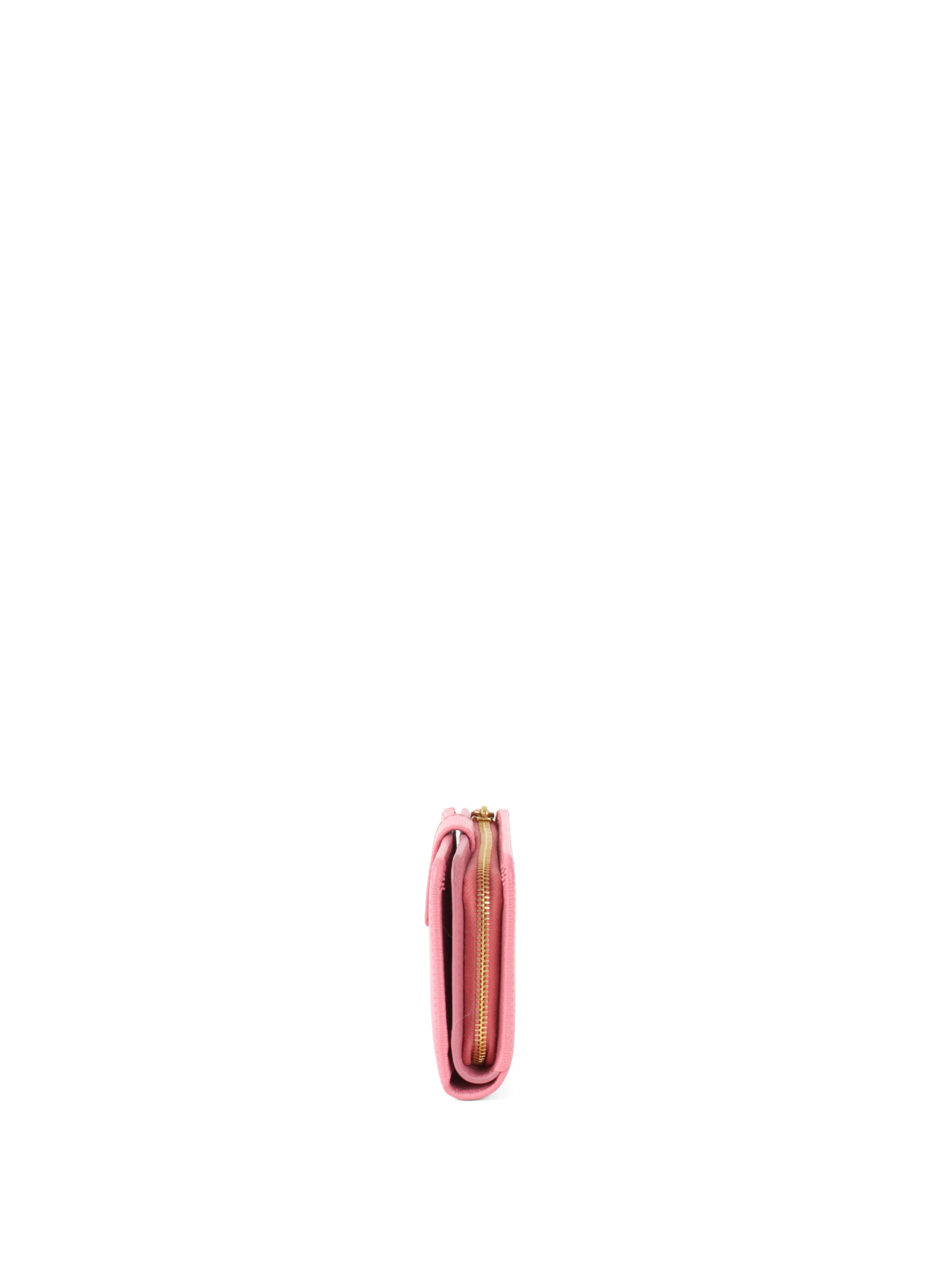 Prada Pink Zip Around Compact Wallet