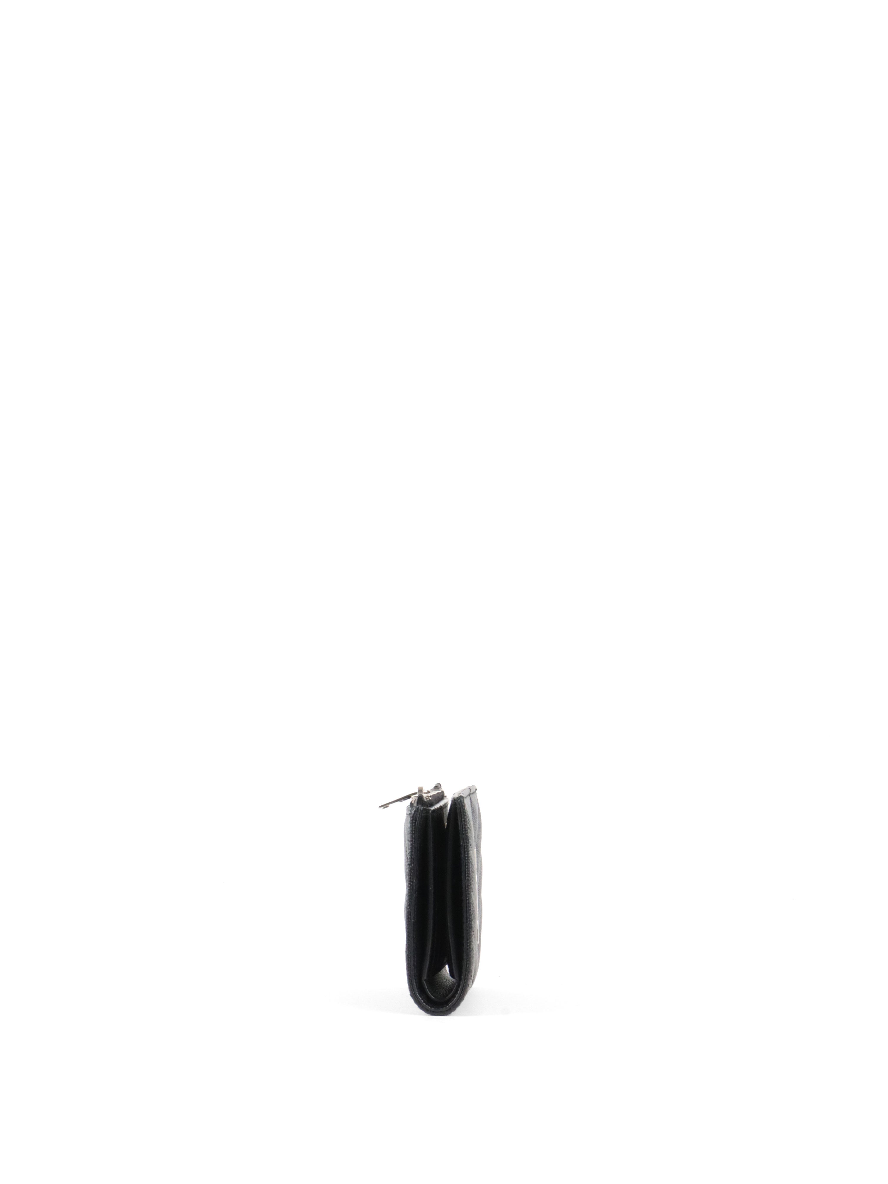 Saint Laurent Zipped Black Leather Wallet SHW
