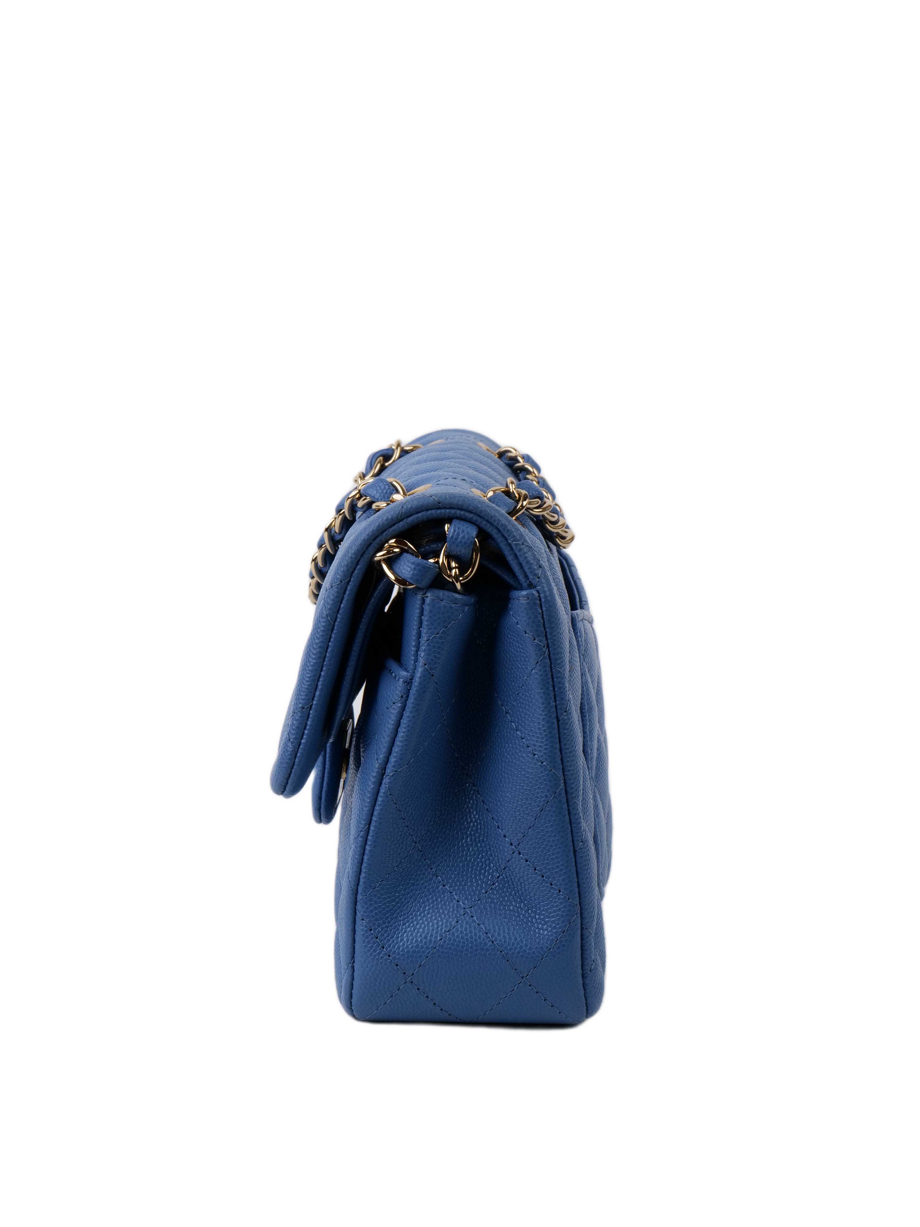 Chanel Blue Small Rectangular Caviar Classic Flap LGHW.