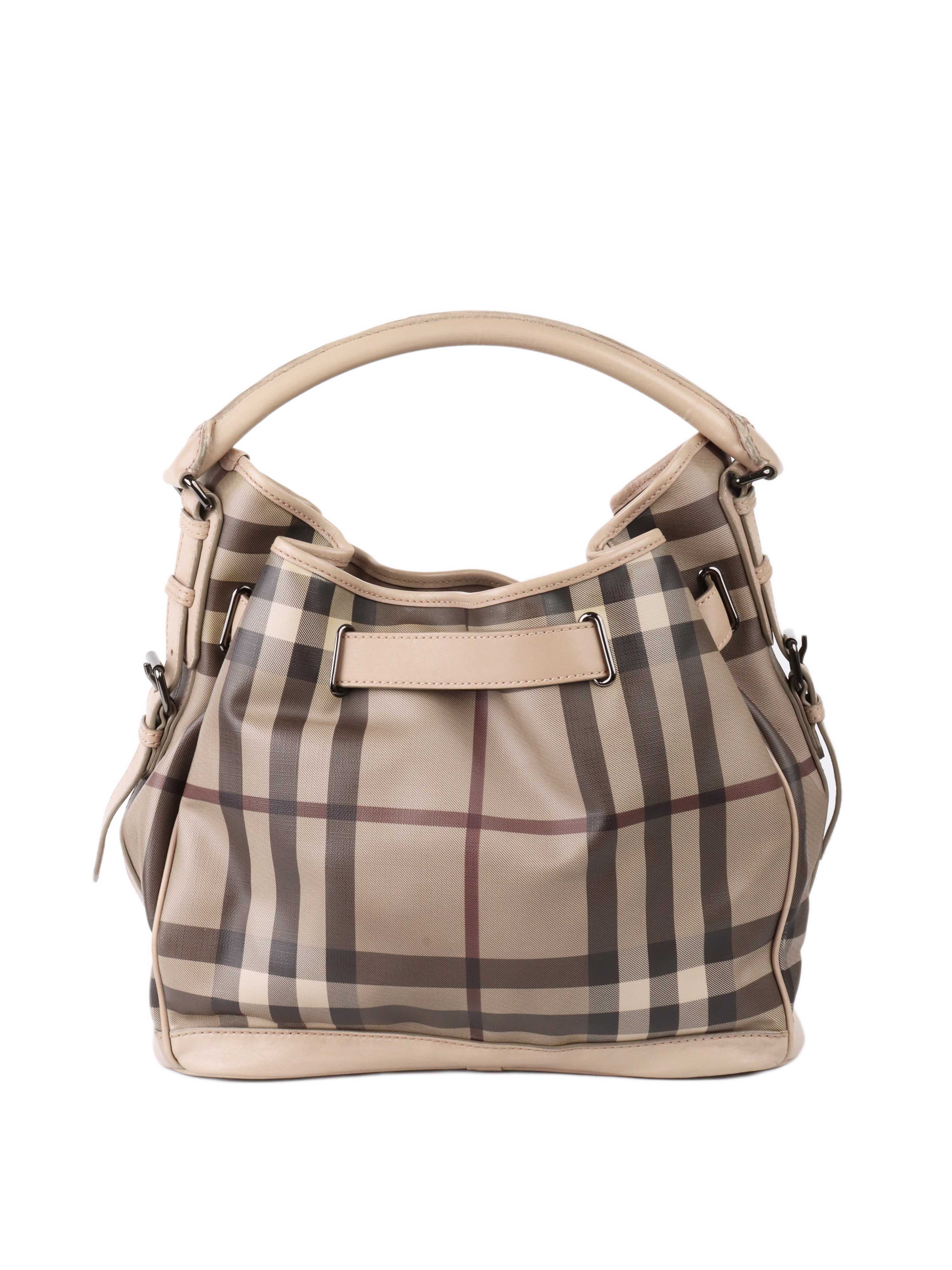 Burberry Checkered Leather Tote.