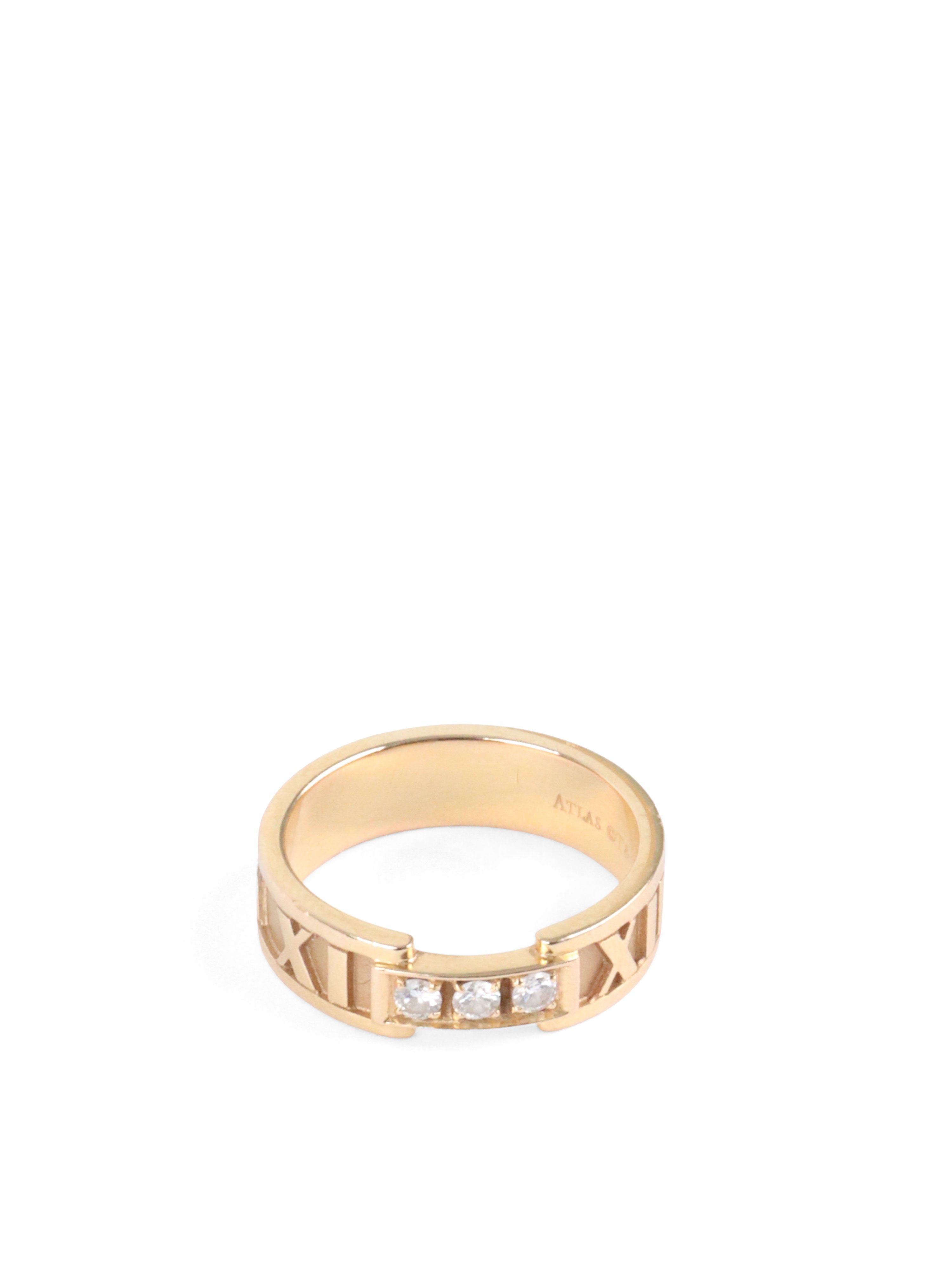 Tiffany  Co Diamond Atlas Rose Gold 2003 Band Ring