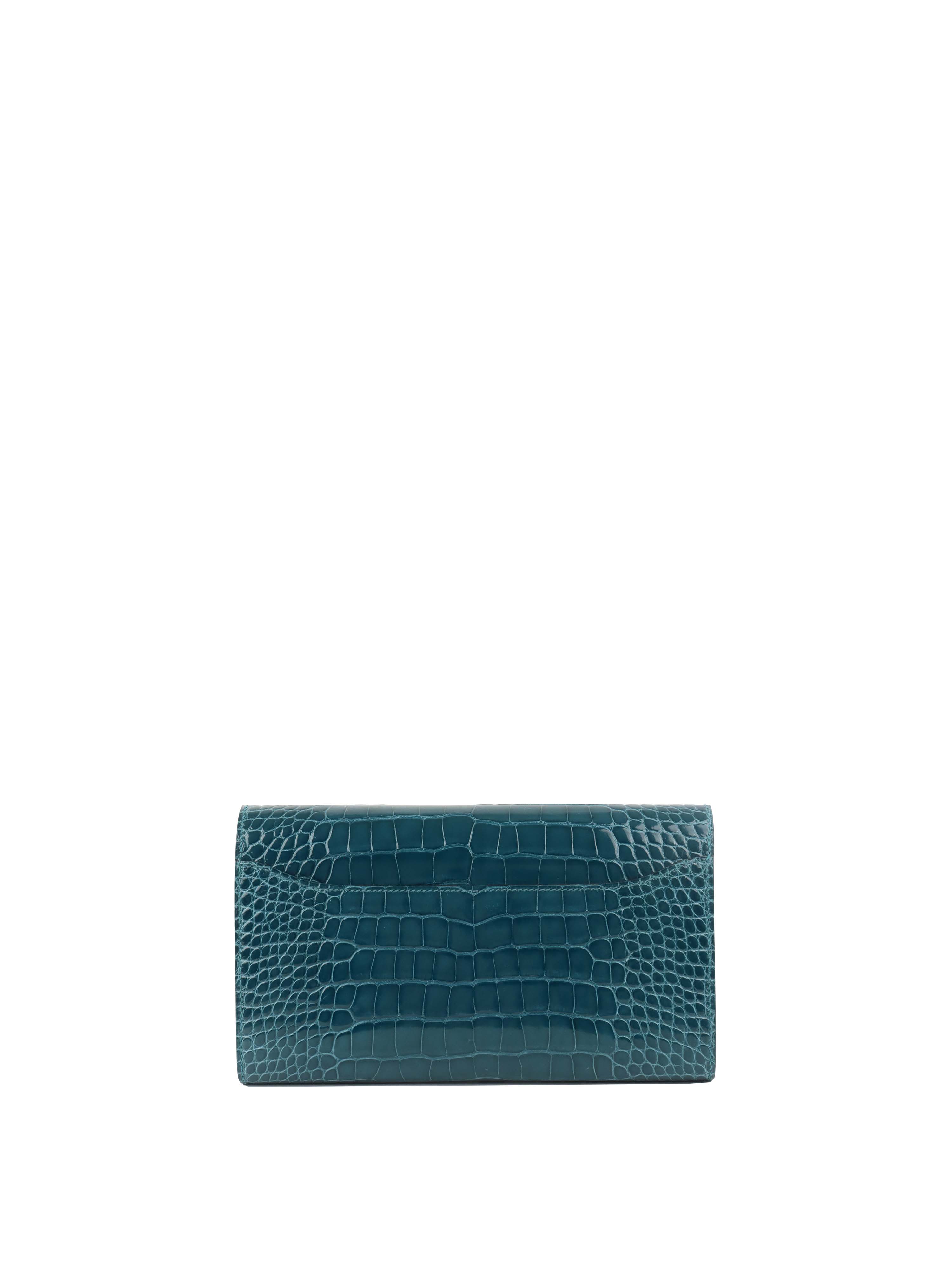 Hermes Alligator Constance Wallet Vert Bosphore.