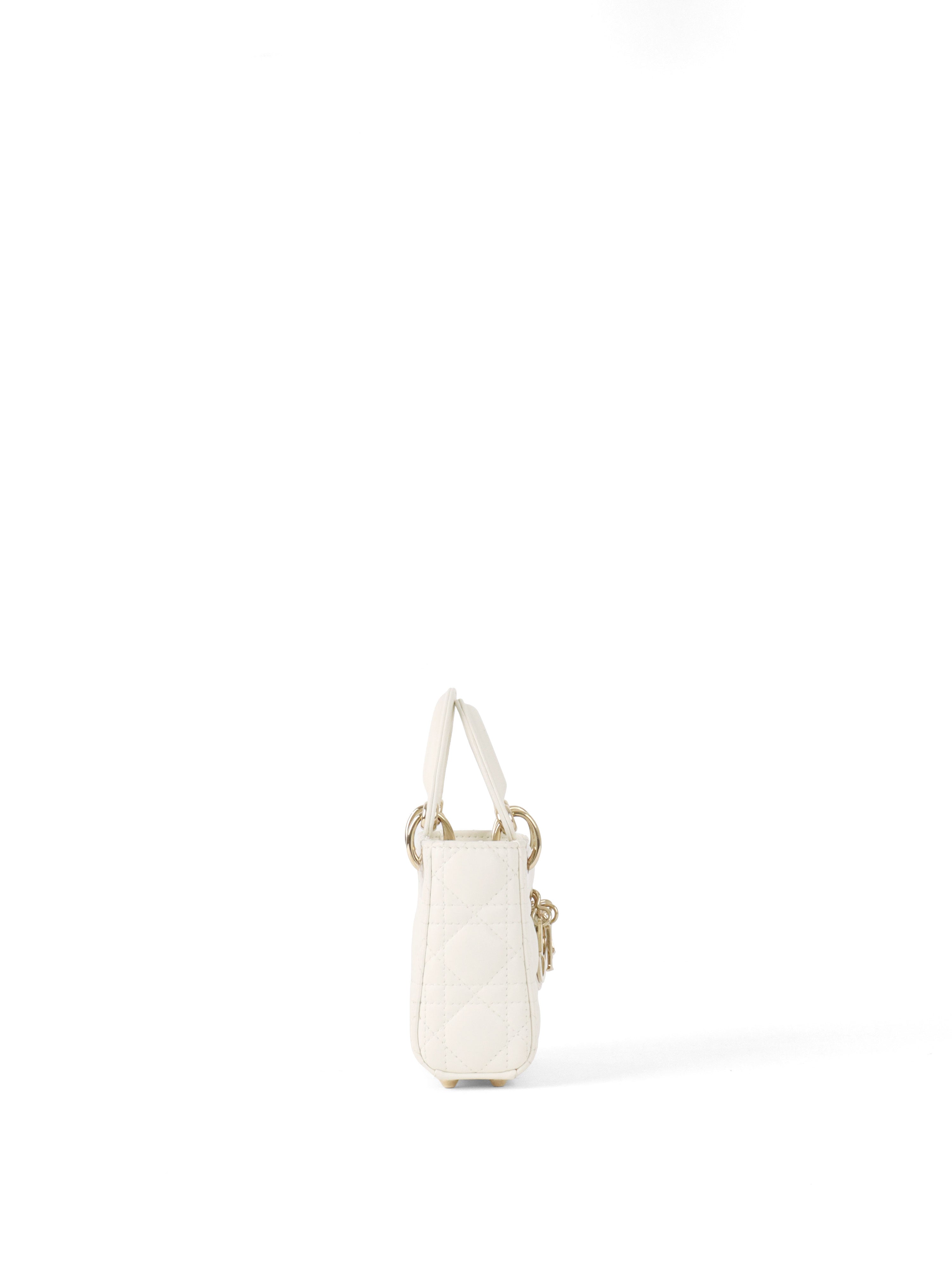 Dior White Micro Lady Dior Bag.