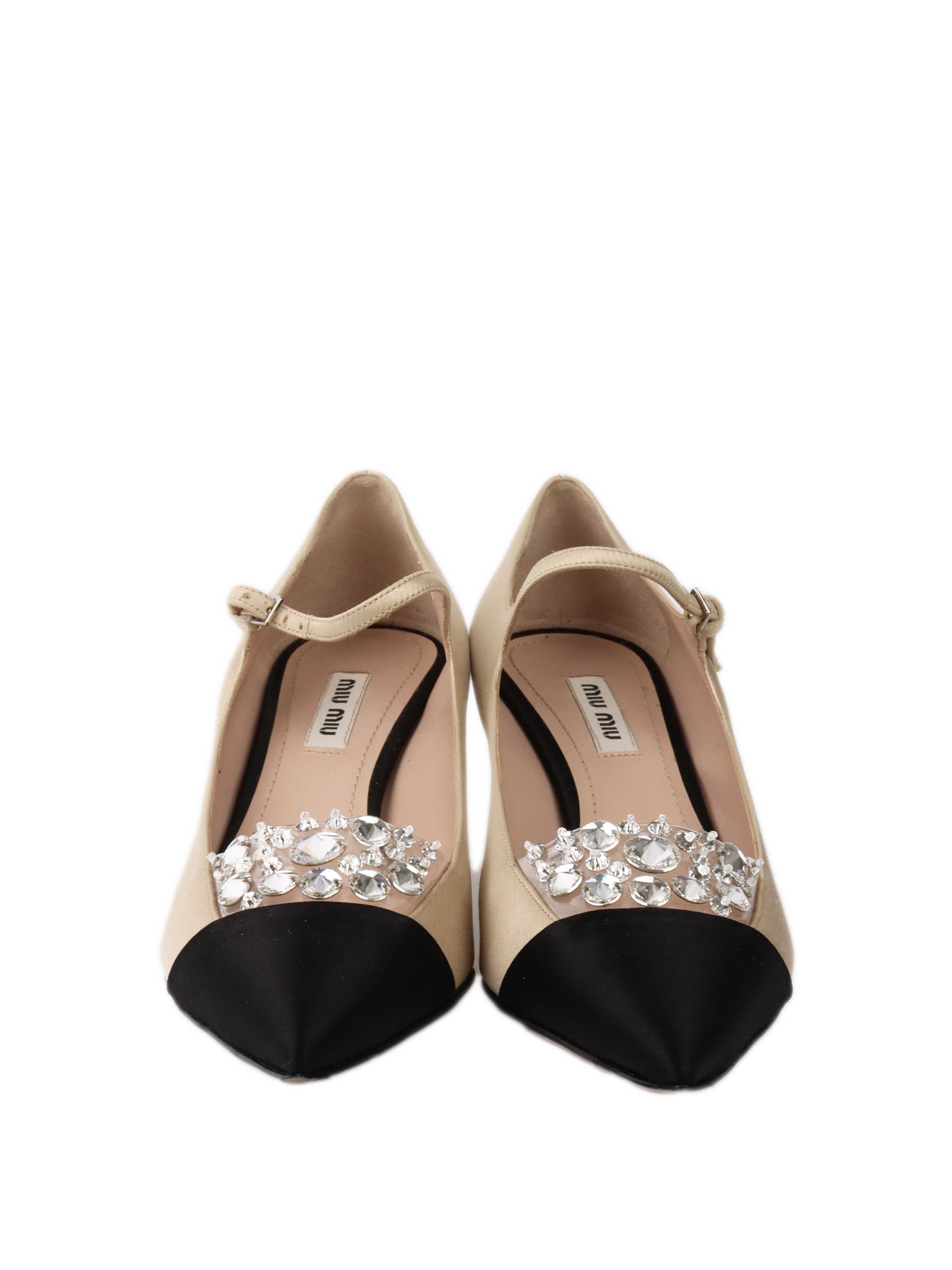 Miu Miu Champagne 
Black Heels with Crystals 35.5.