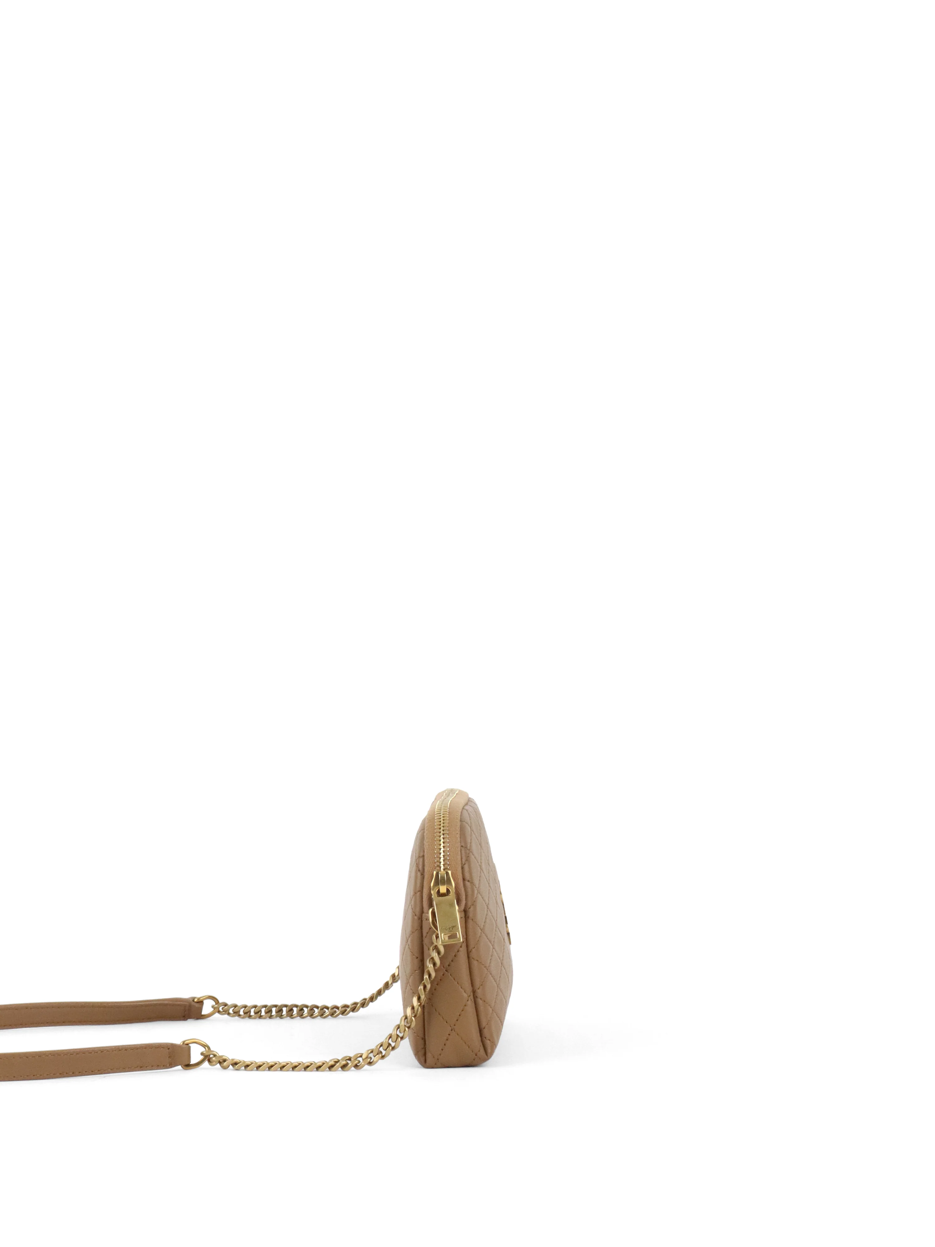Saint Laurent Brown Gaby Quilted Chain Pouch