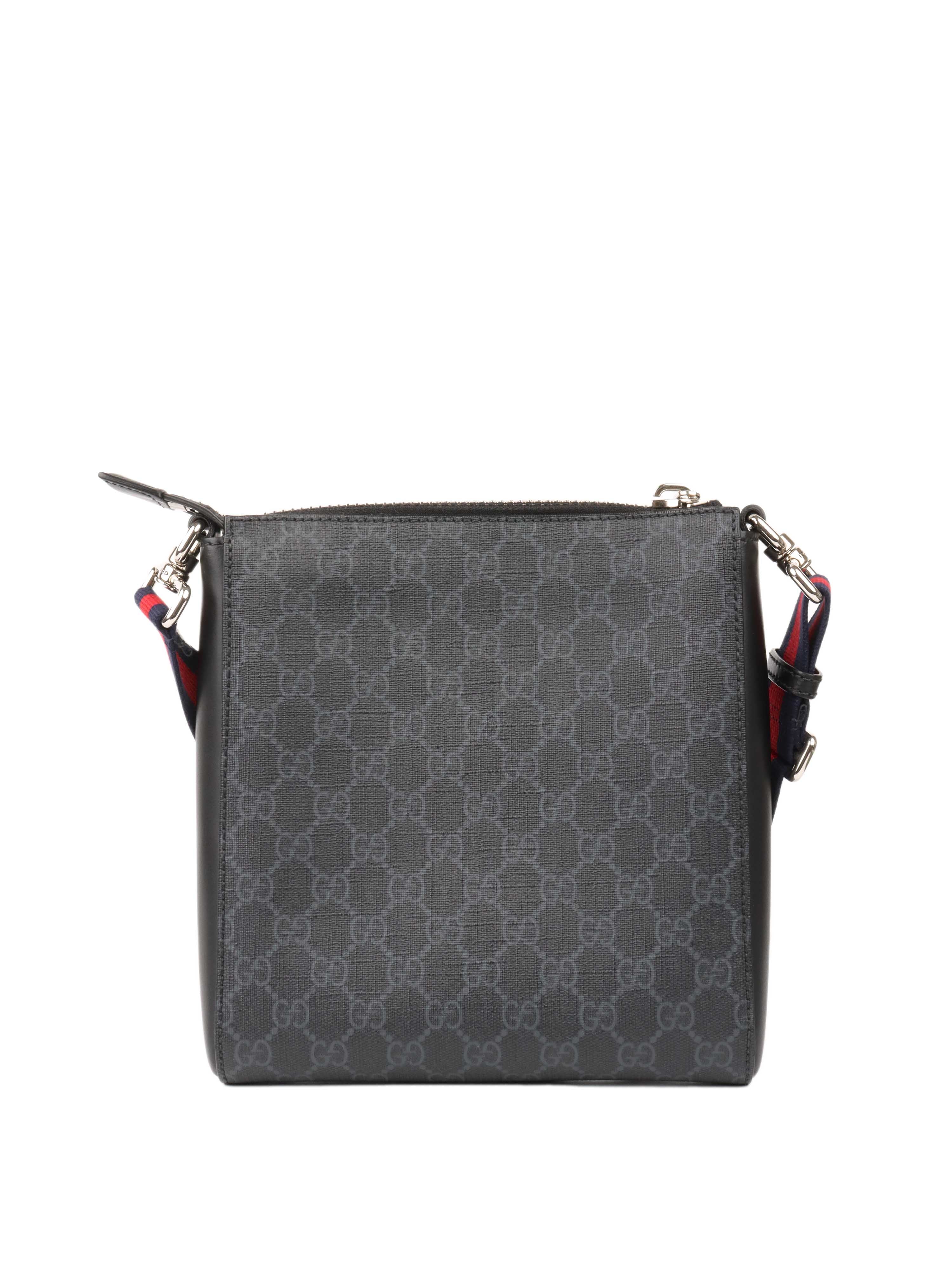 Gucci Black Monogram Messenger Bag.