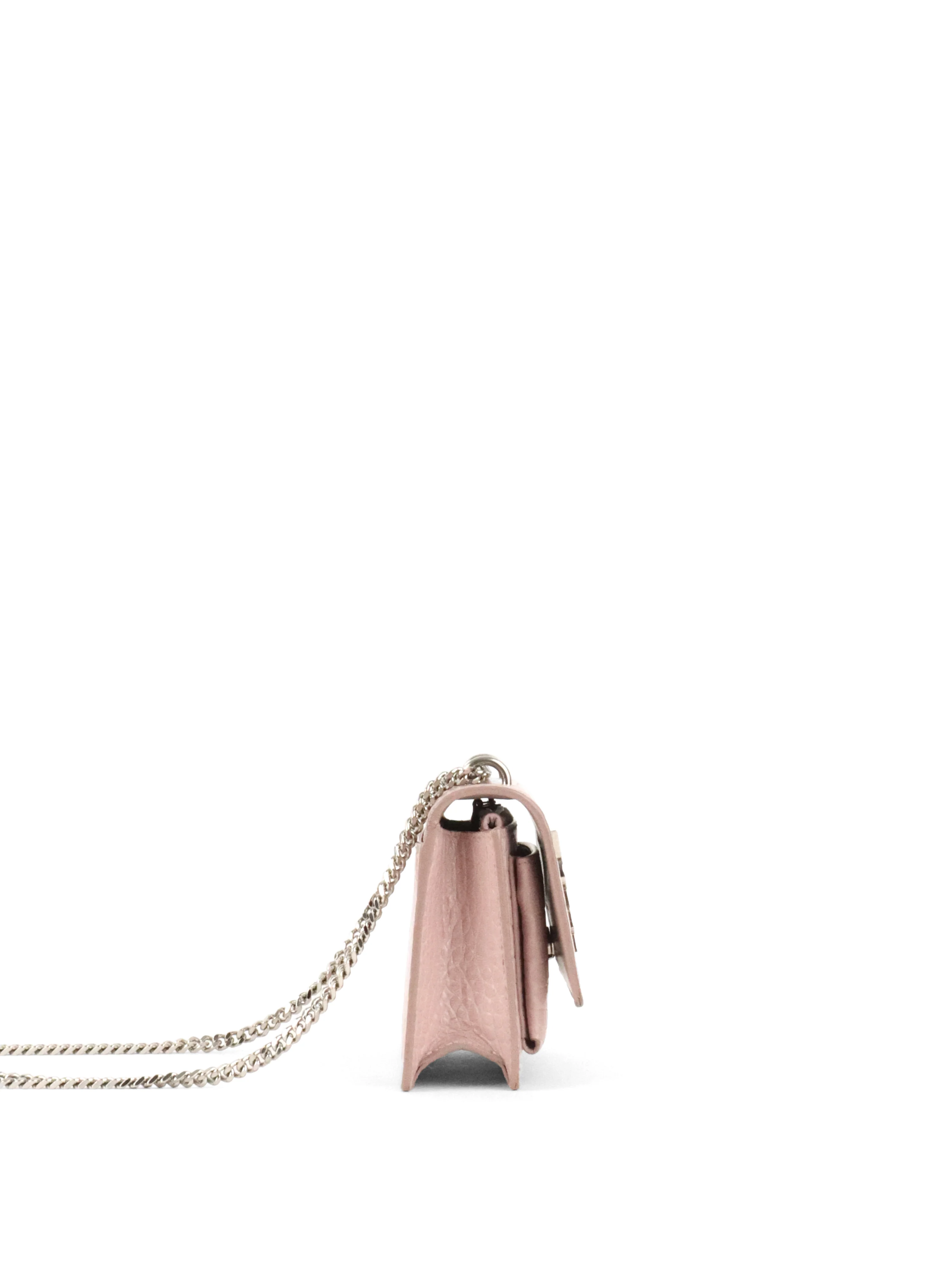 Saint Laurent Mini Pink Sunset Crocodile Embossed Leather Bag