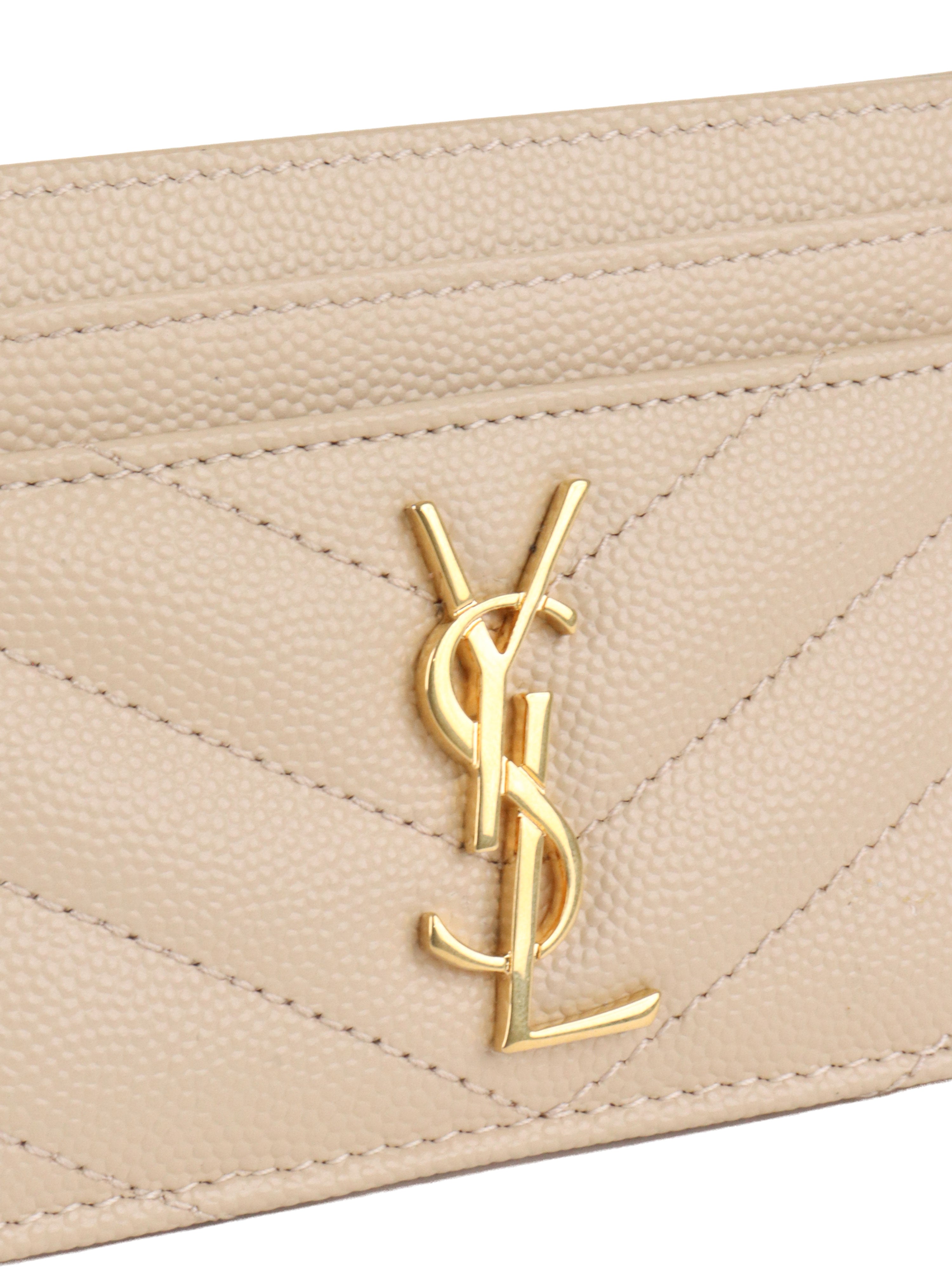 Saint Laurent Light Beige Cassandre Matelasse Card Holder