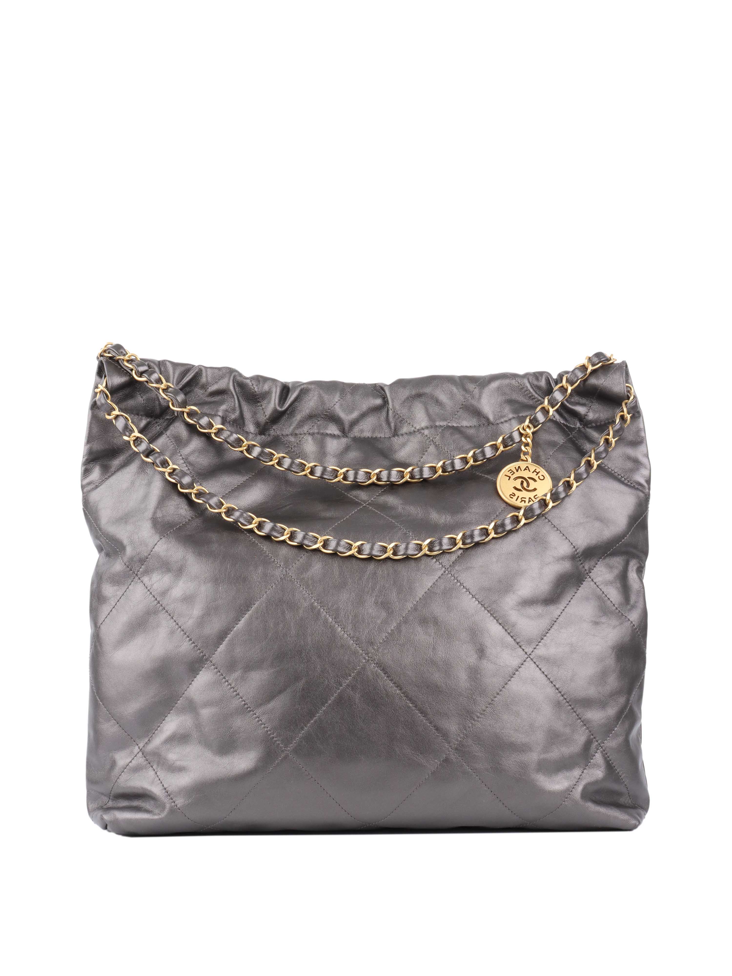 Chanel Metallic Dark Grey 22 Bag.