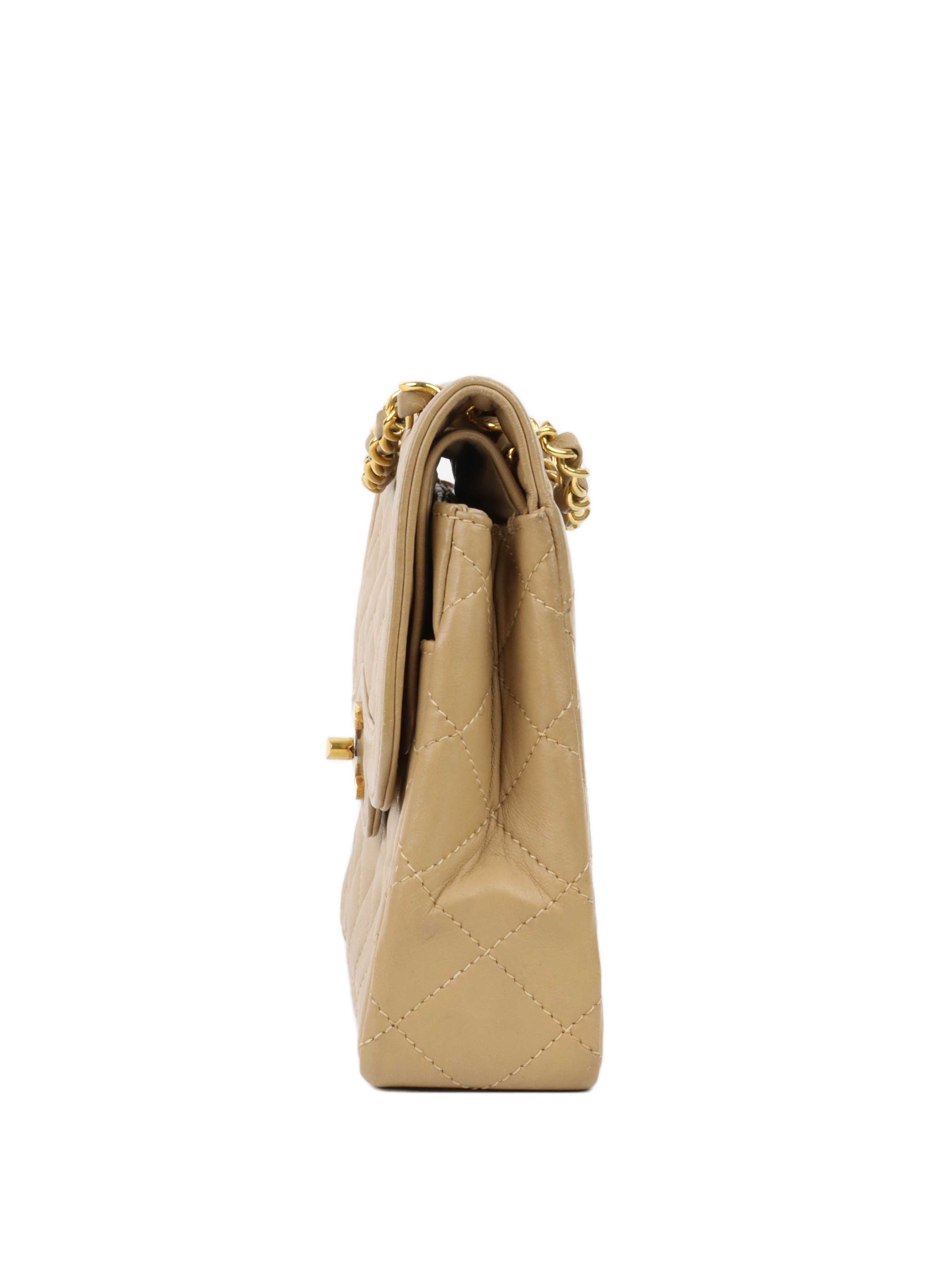 Chanel Vintage Two Toned Beige Flap Bag.