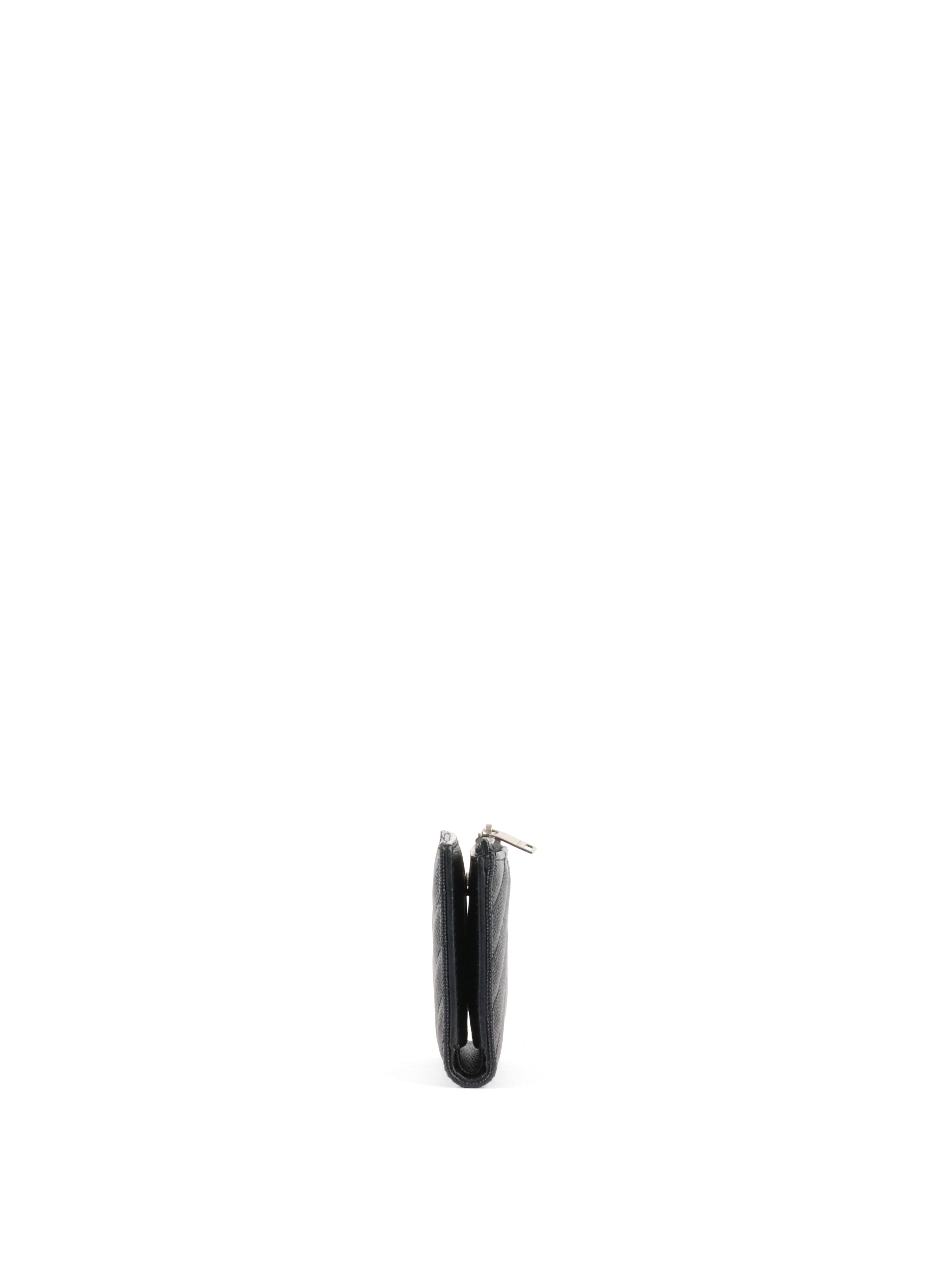 Saint Laurent Zipped Black Leather Wallet SHW