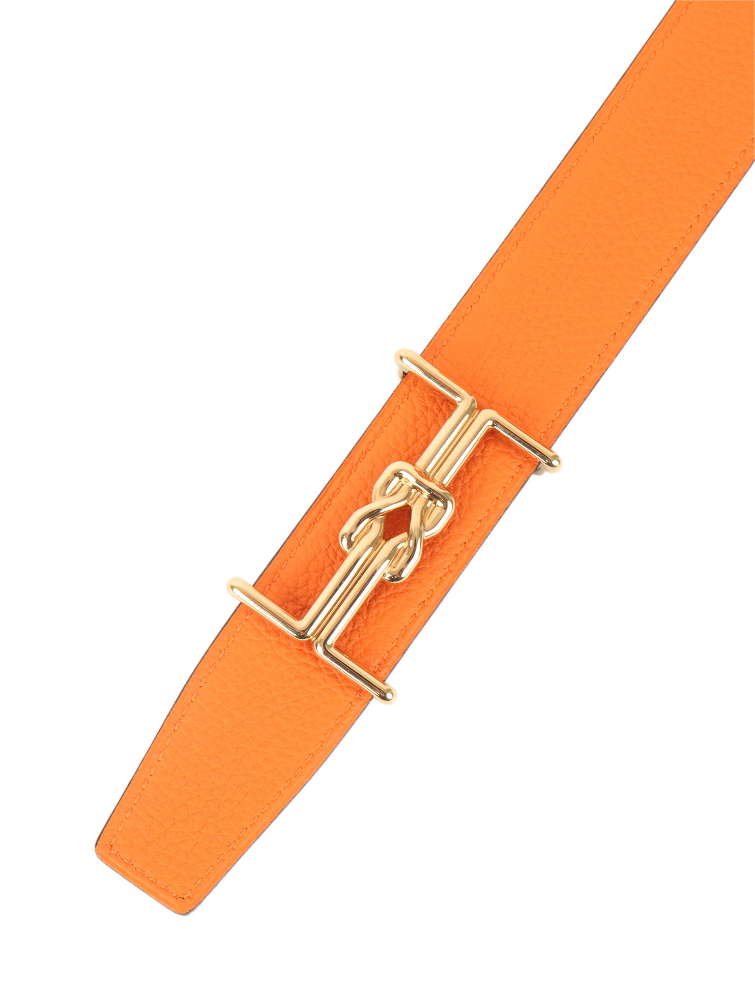 Hermes Reversible leather belt in Noir/Orange 32 mm.