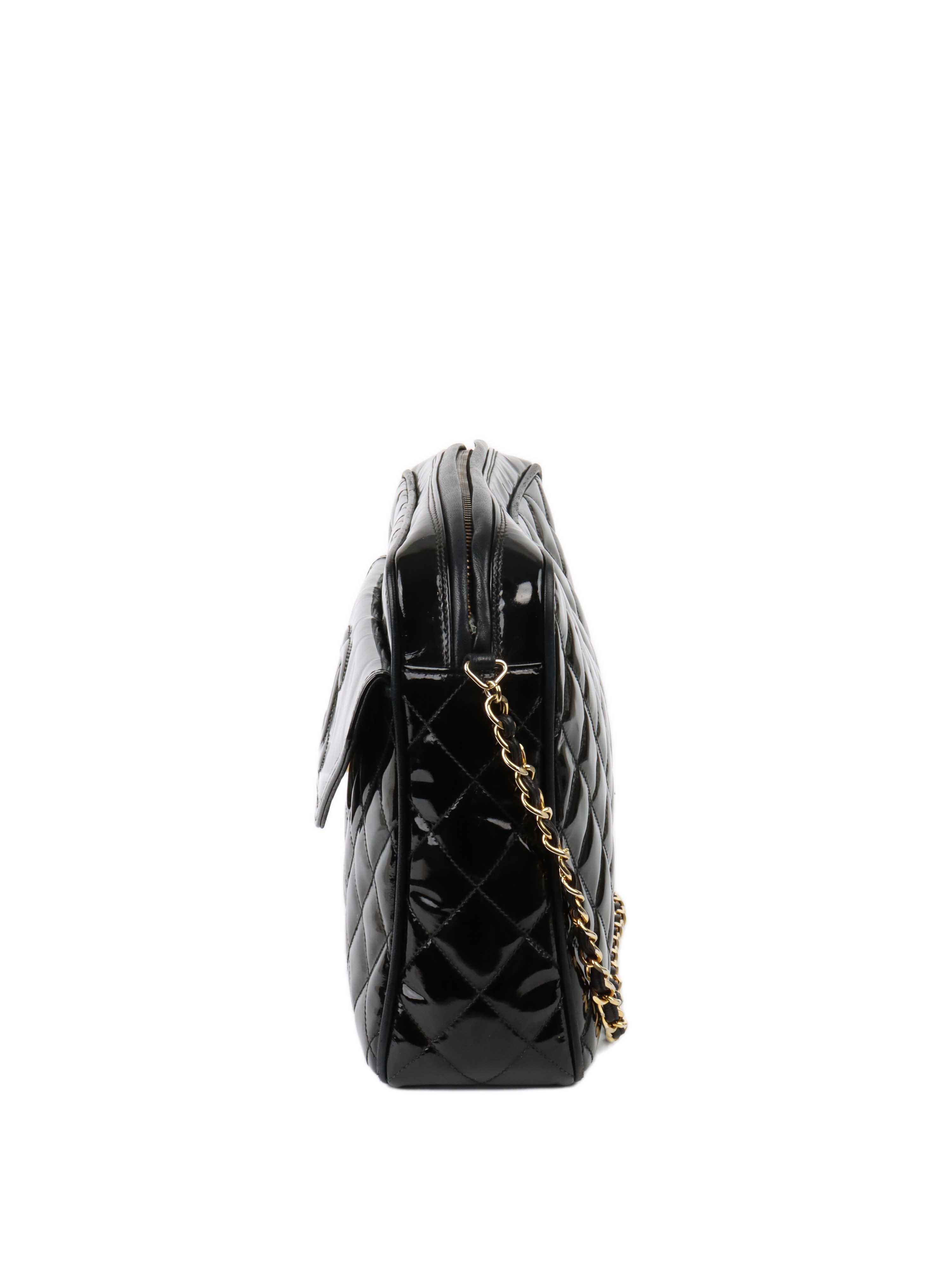 Chanel Black Patent Shoulder Bag.