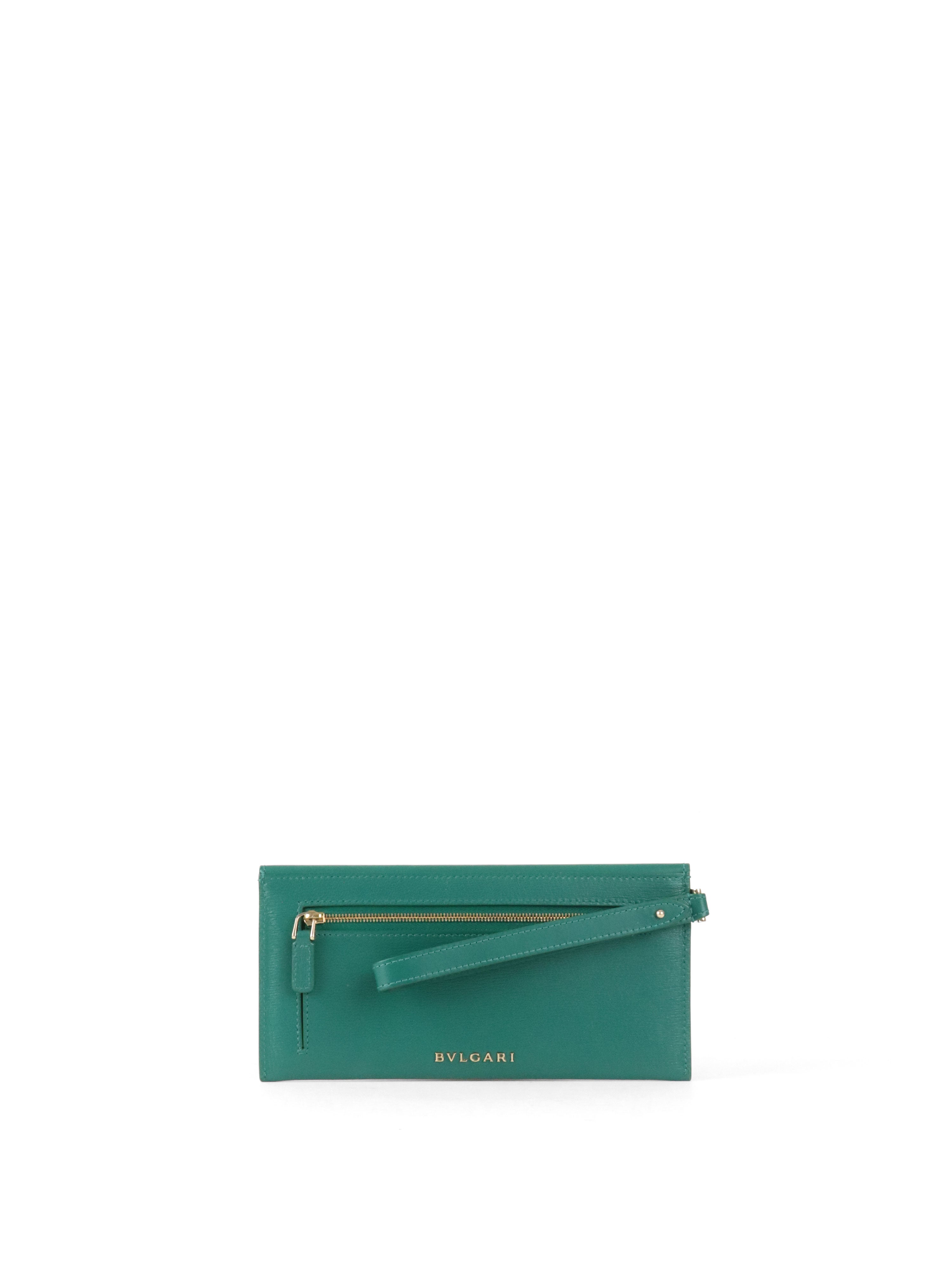 Bvlgari Emerald Green Serpenti Forever Flap Wristlet Wallet