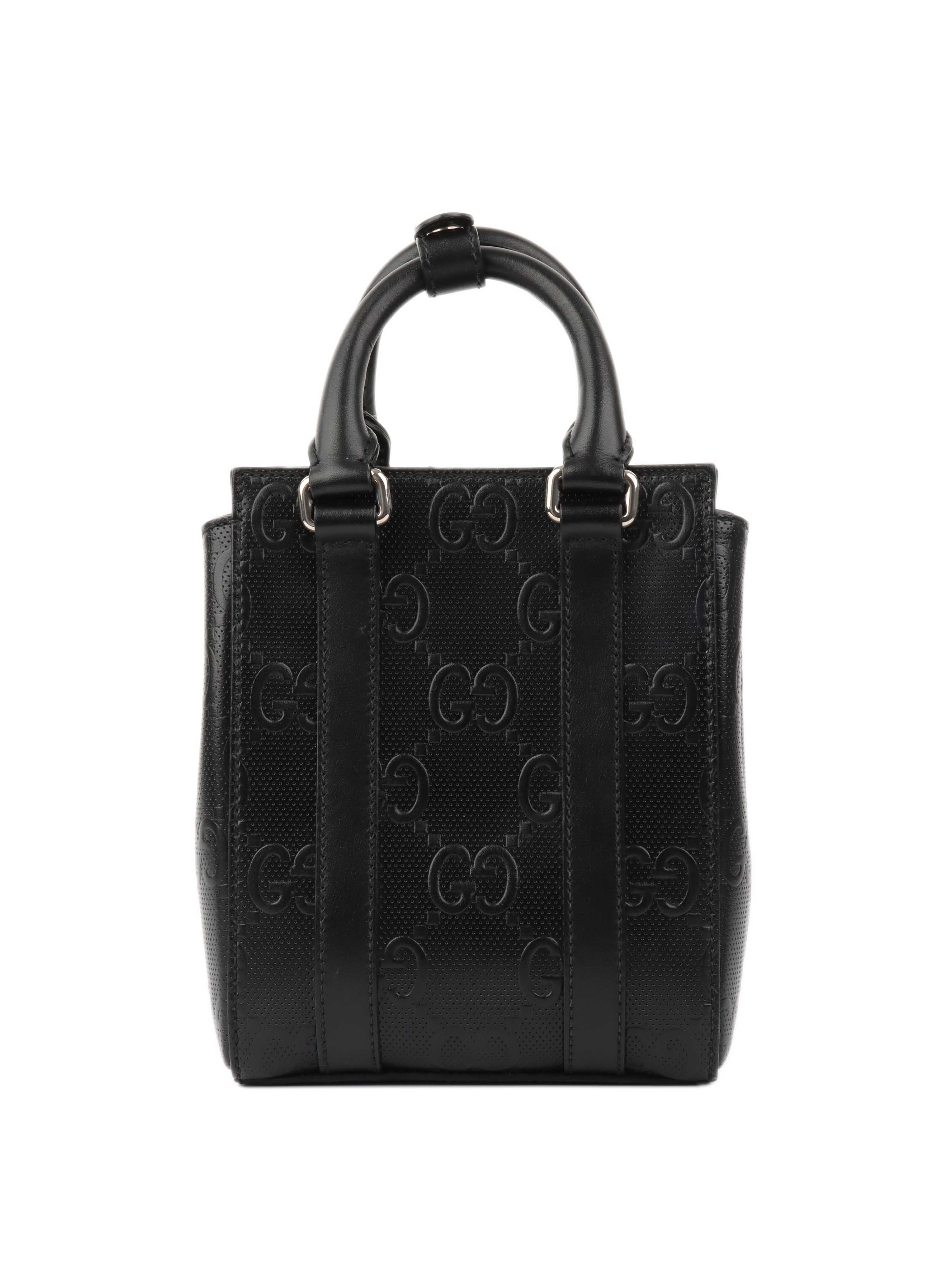 Gucci Black Monogram Satchel Bag.