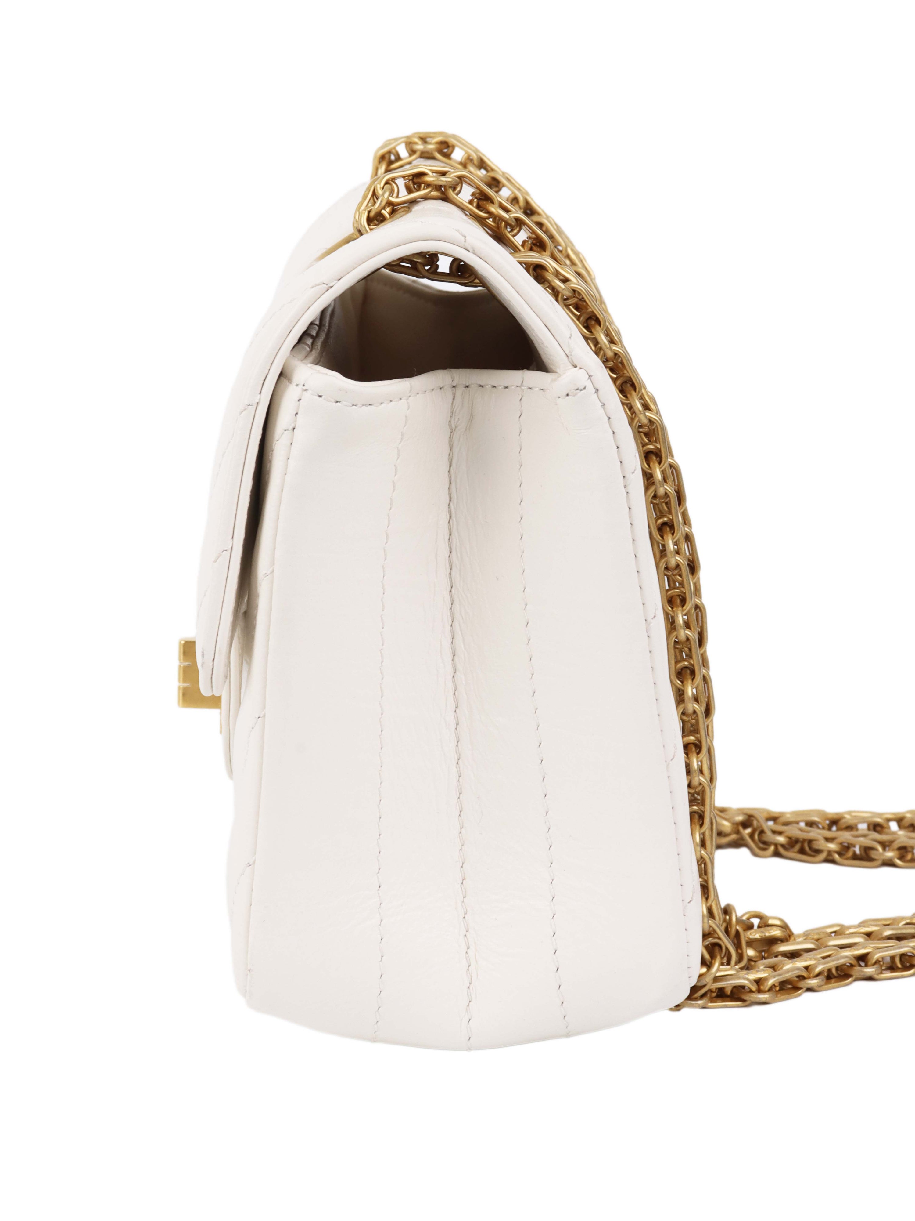 Chanel Small White Chevron 2.55 Bag.