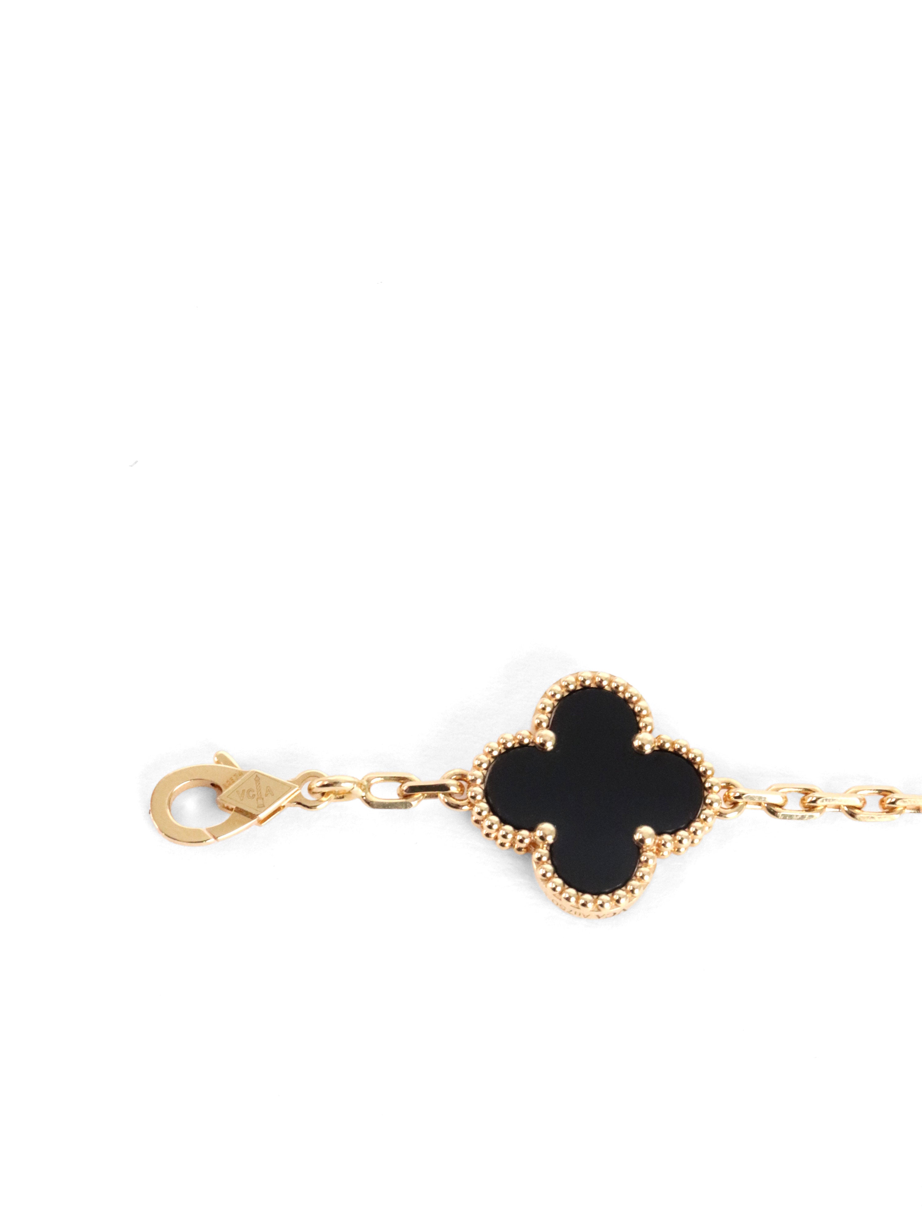 Van Cleef  Arpels Black Onyx Vintage Alhambra Bracelet 5 motifs