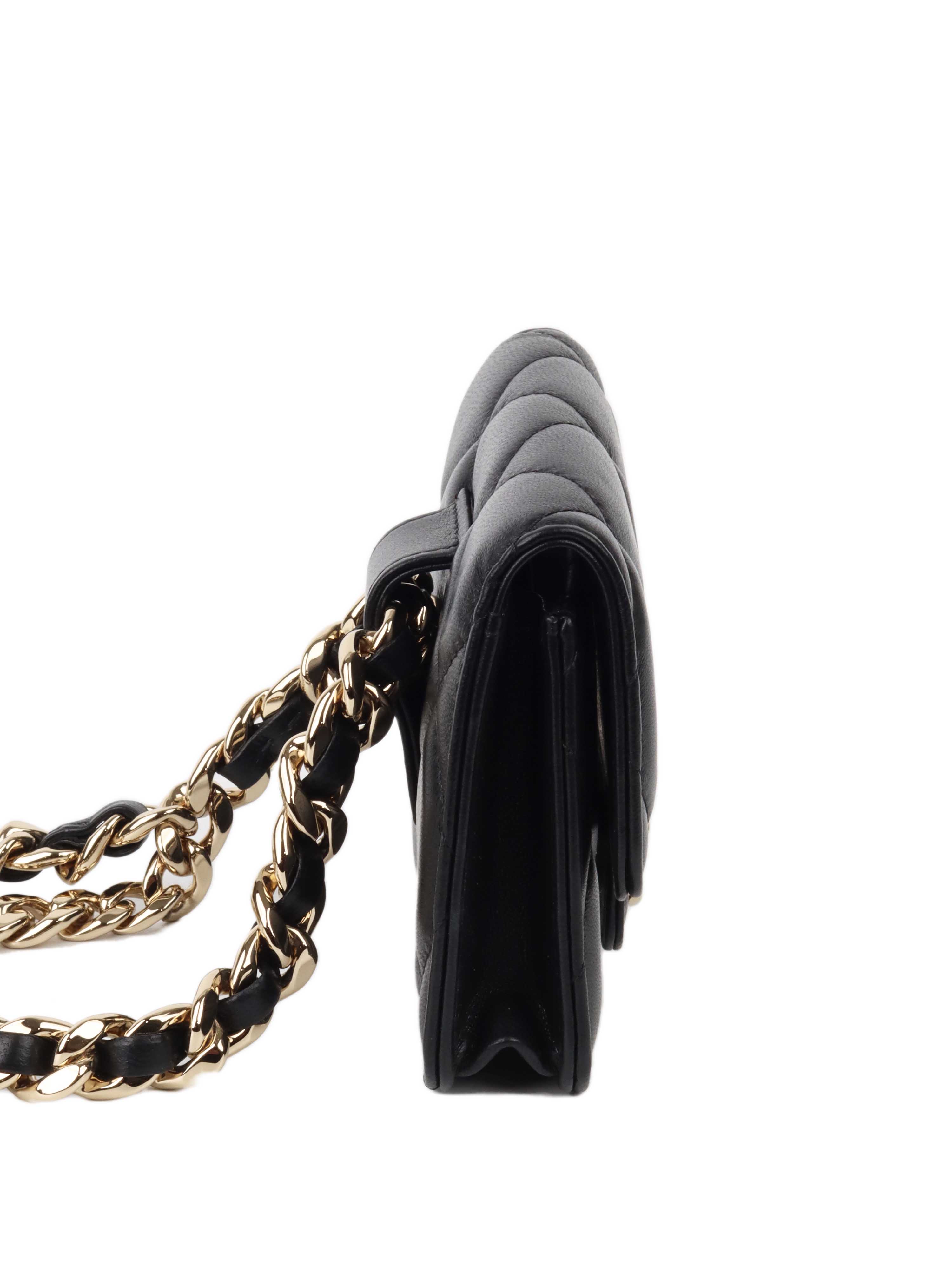 Chanel Black Lambskin Chain Belt Bag LGHW.