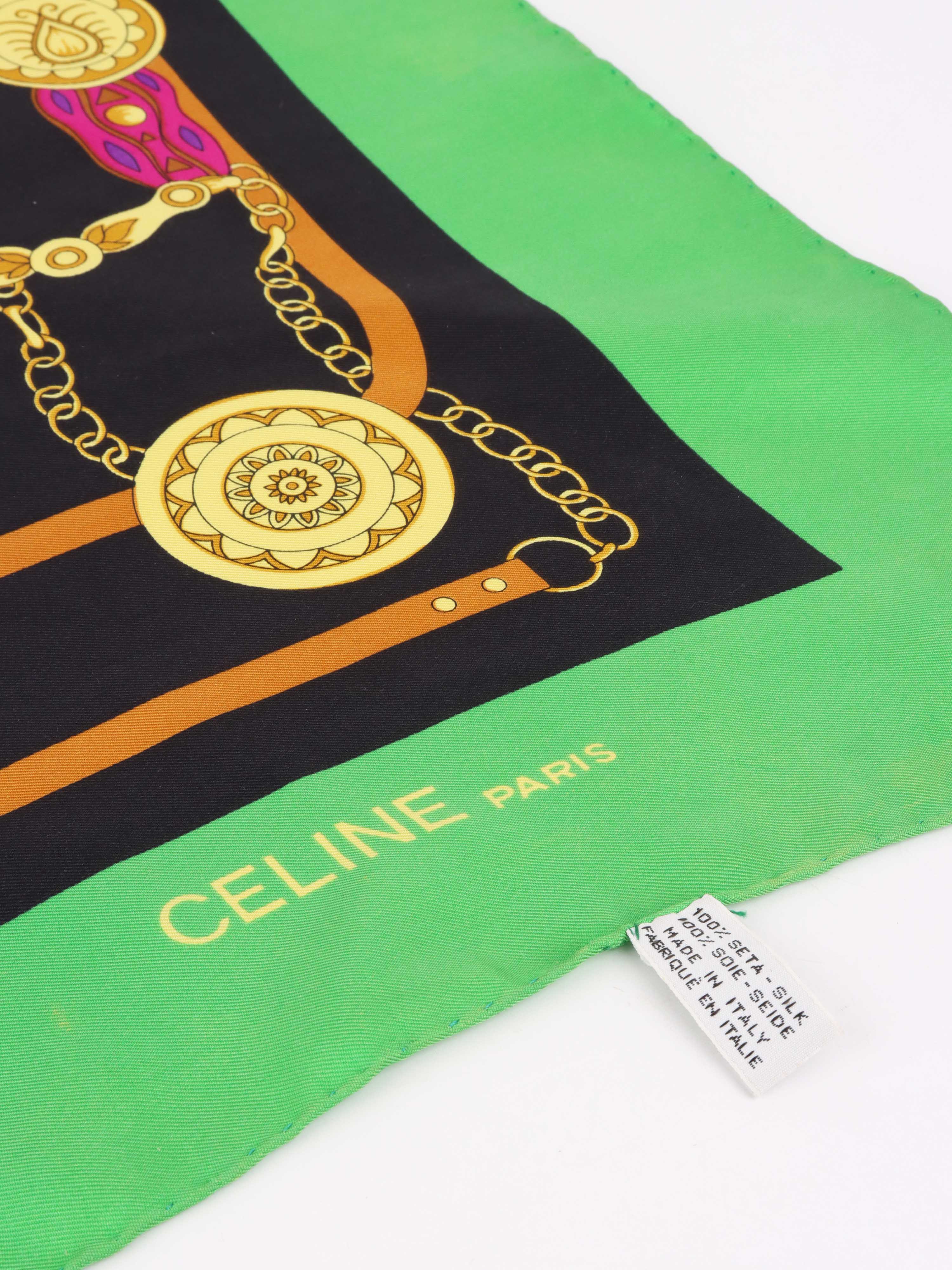 Celine Green  Belt Motif Silk Scarf.