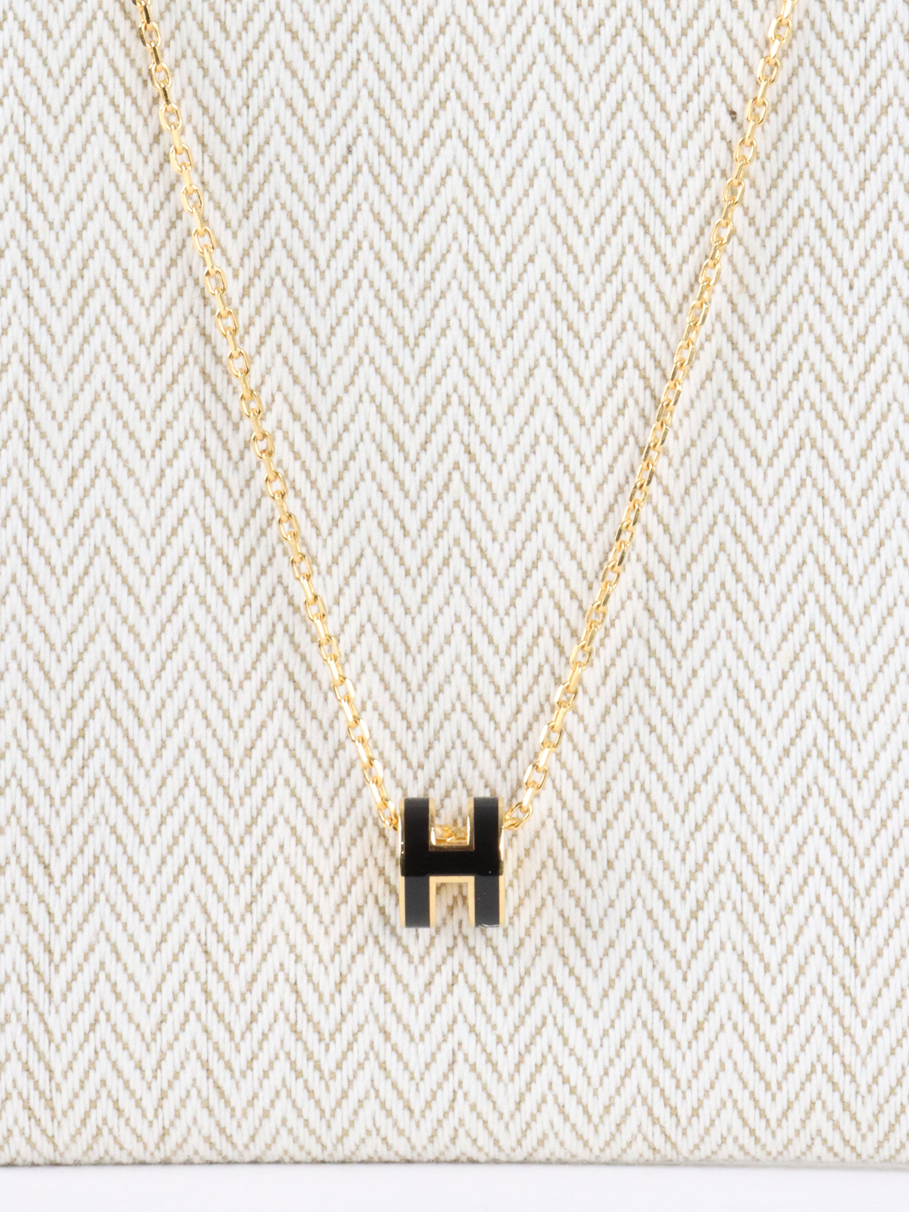 Hermes Black Mini Pop H Necklace