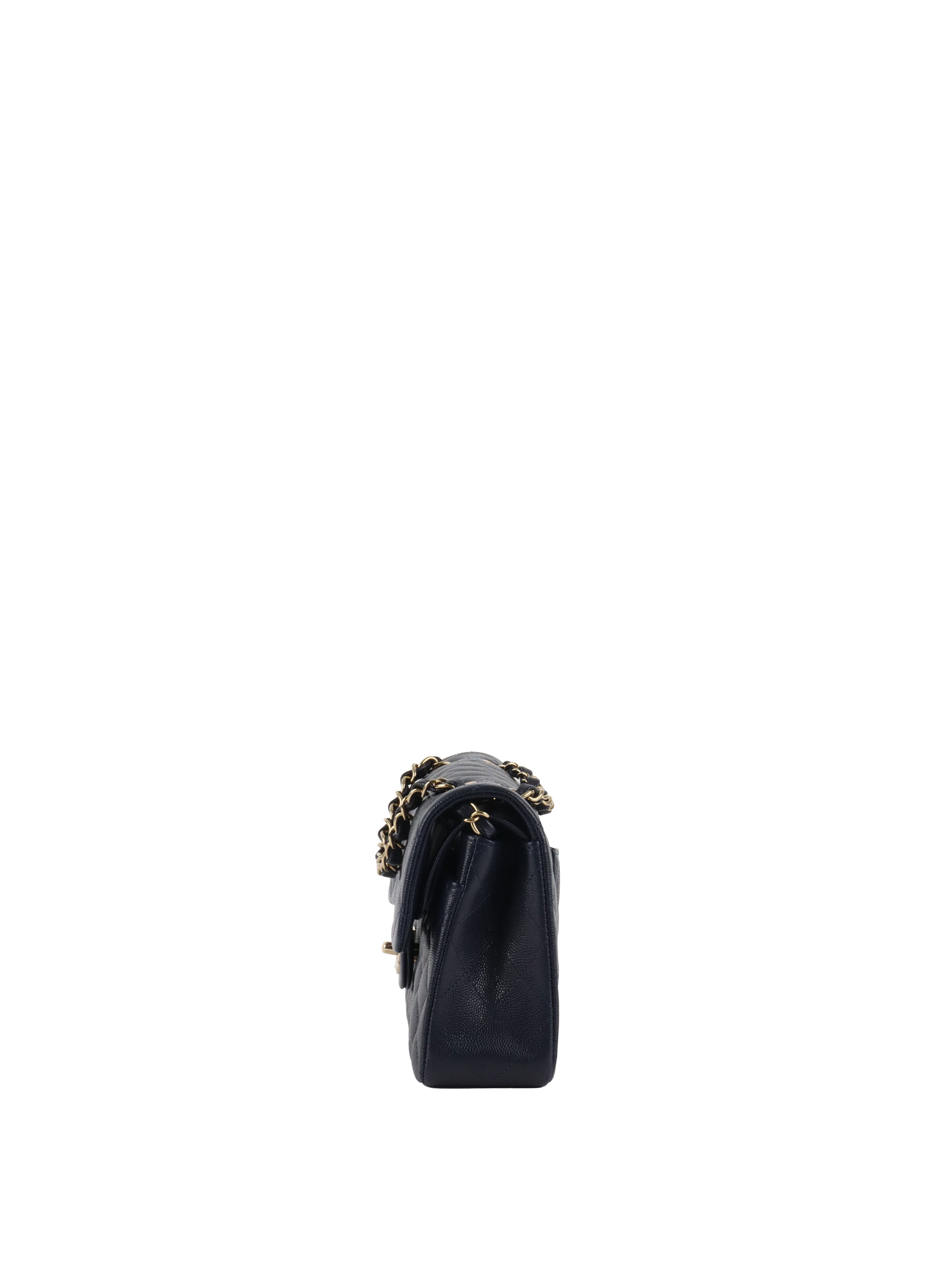 Chanel Small Navy Caviar Classic Flap LGHW.