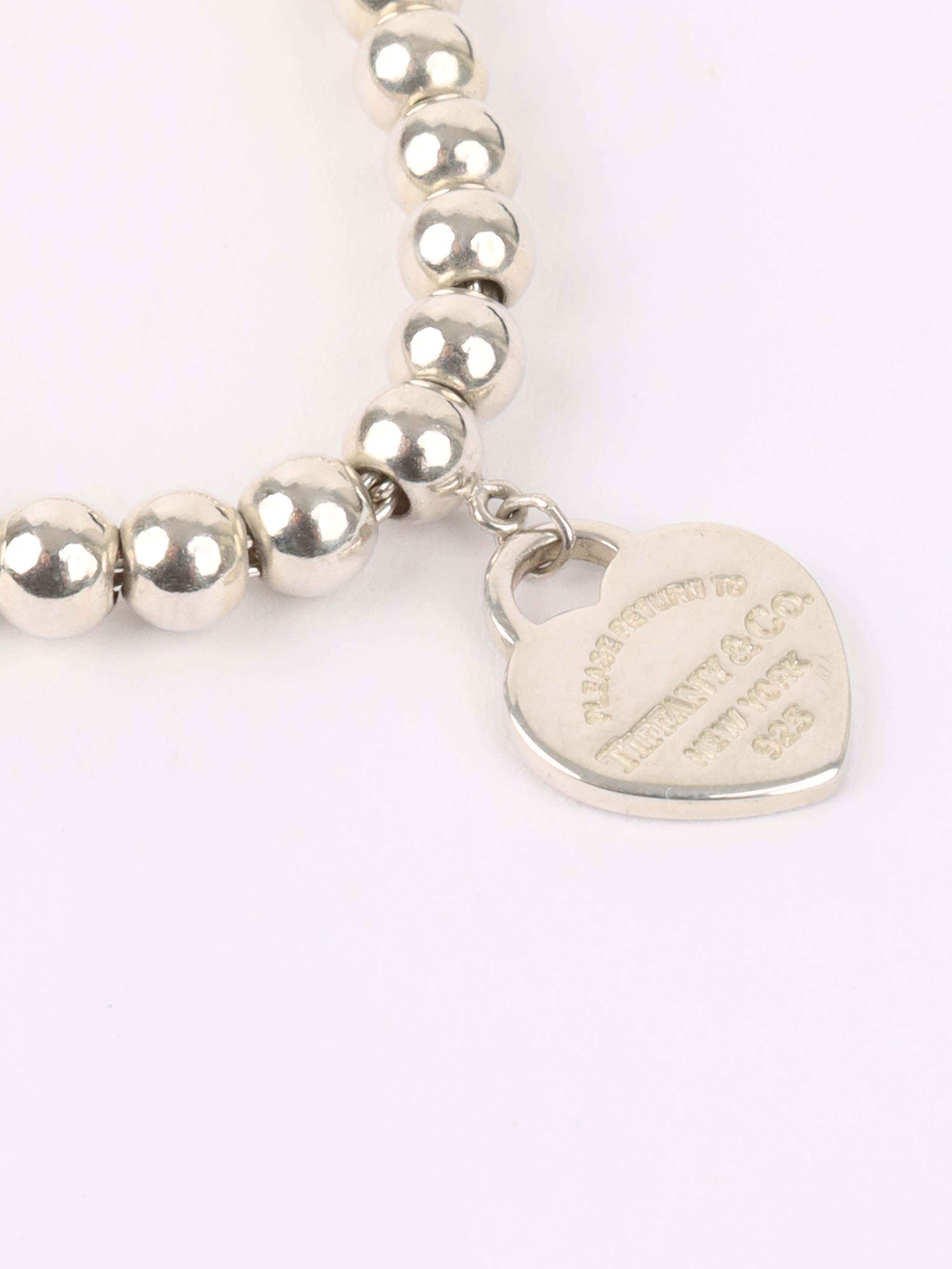 Tiffany & Co Pink Mini Heart Bead Bracelet.