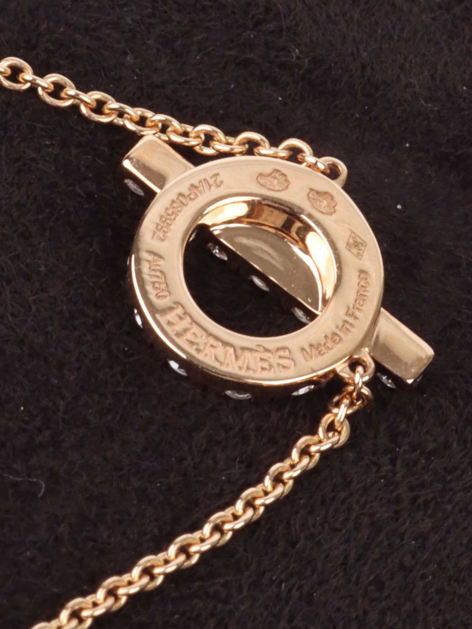 Hermes Finesse Pendant Necklace 18k Rose Gold Diamonds.