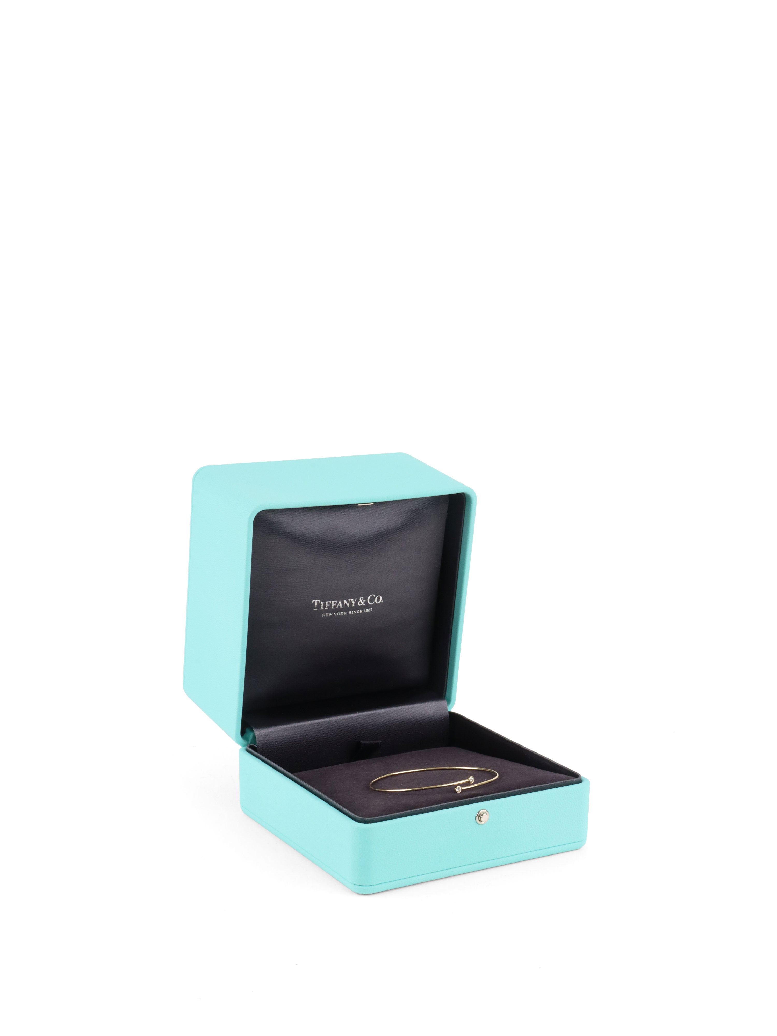 Tiffany  Co Small Yellow Gold Elsa Peretti Diamond Hoop Single-row Bangle