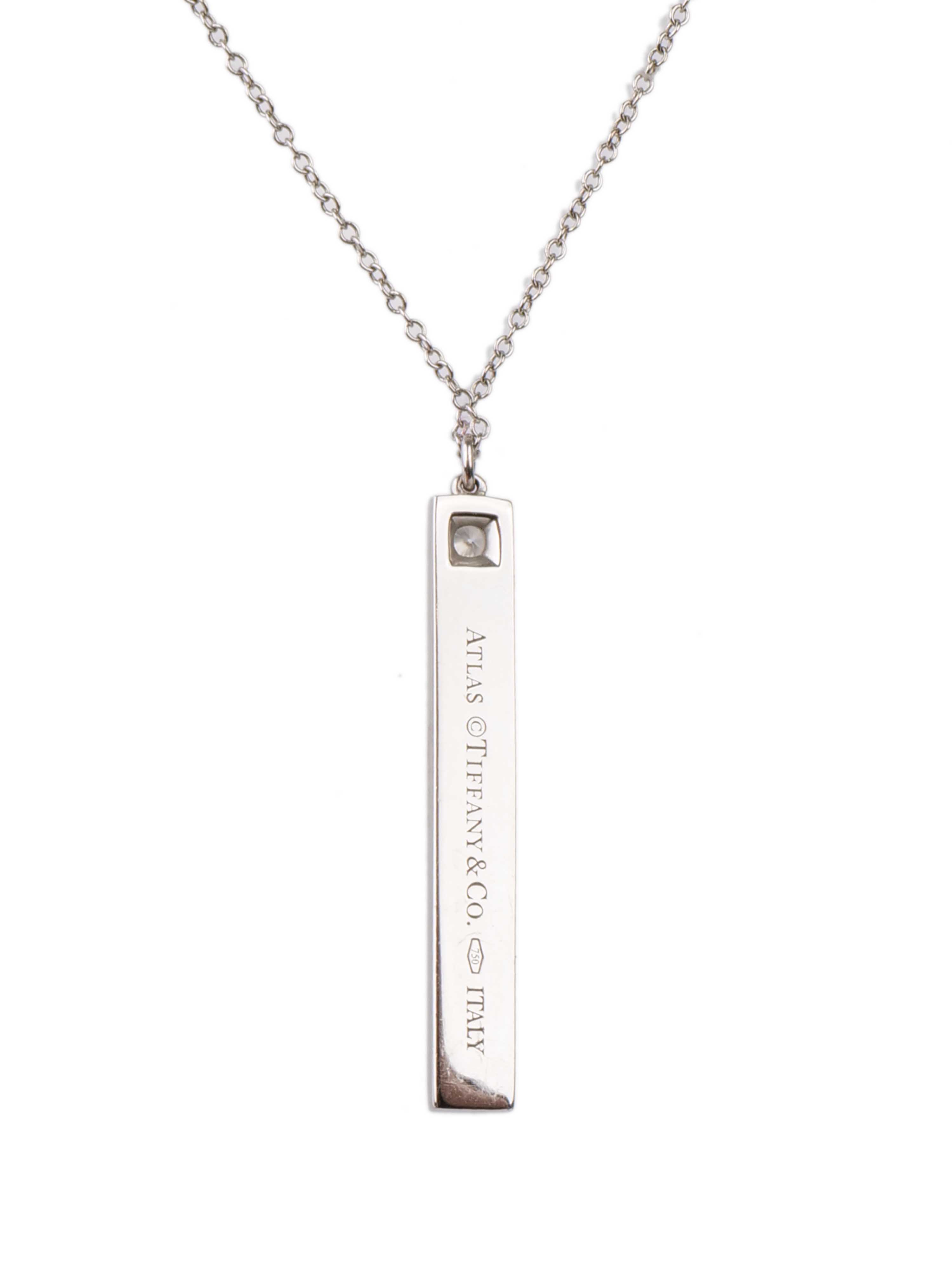 Tiffany 
Co 18K White Gold Atlas Roman Numeral Necklace.