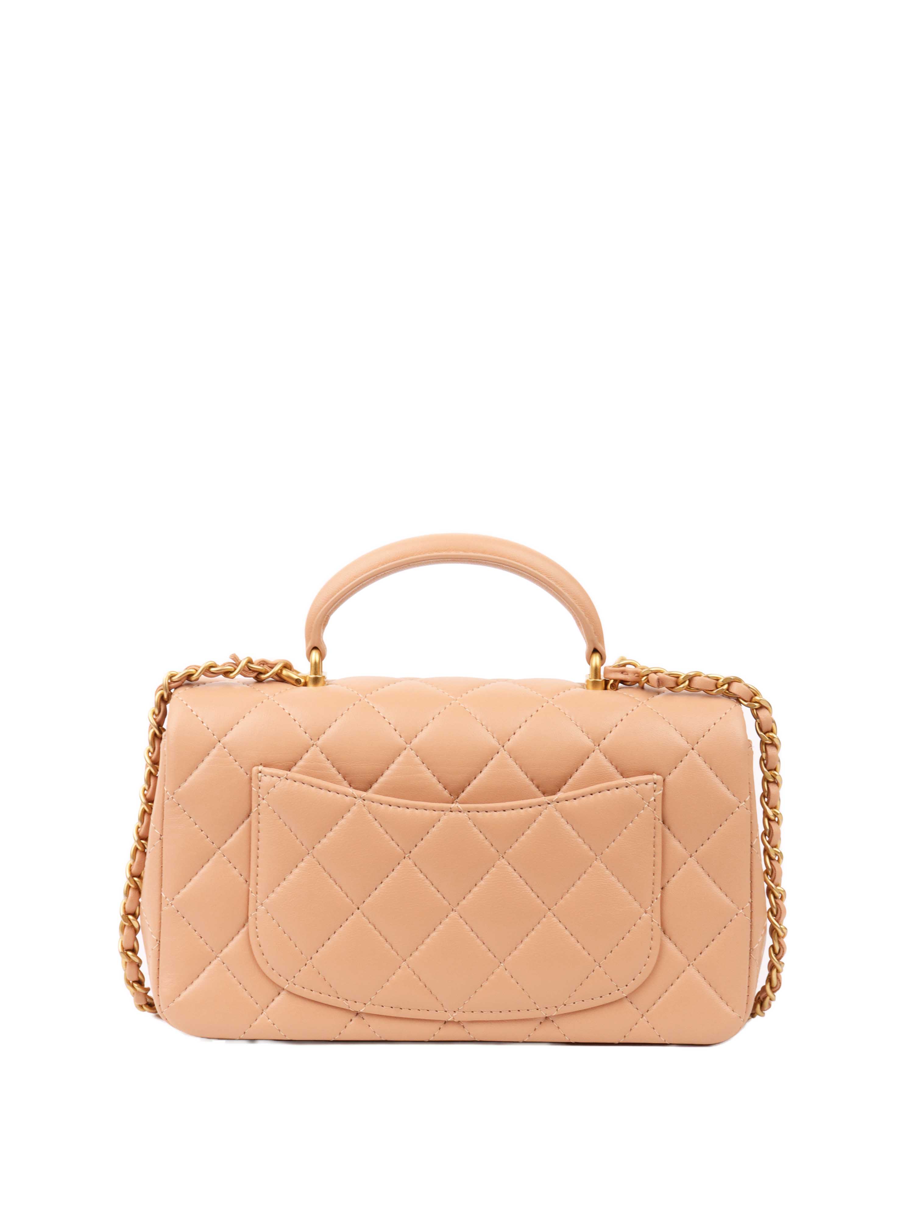 Chanel Beige Mini Rectangular Classic Flap with Top Handle.